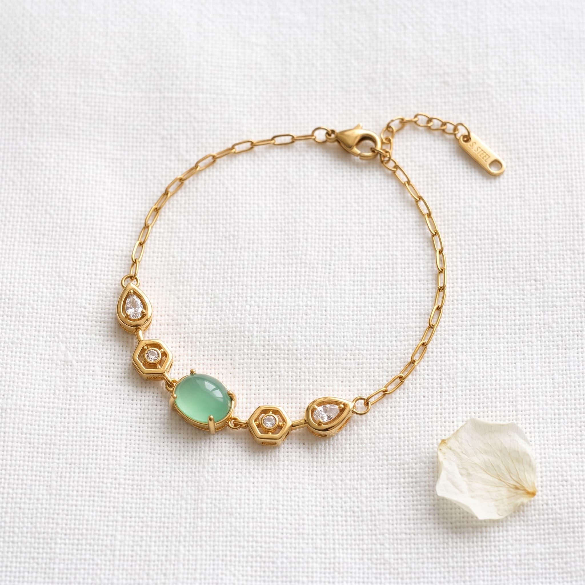 mint stone delicate gold bracelet