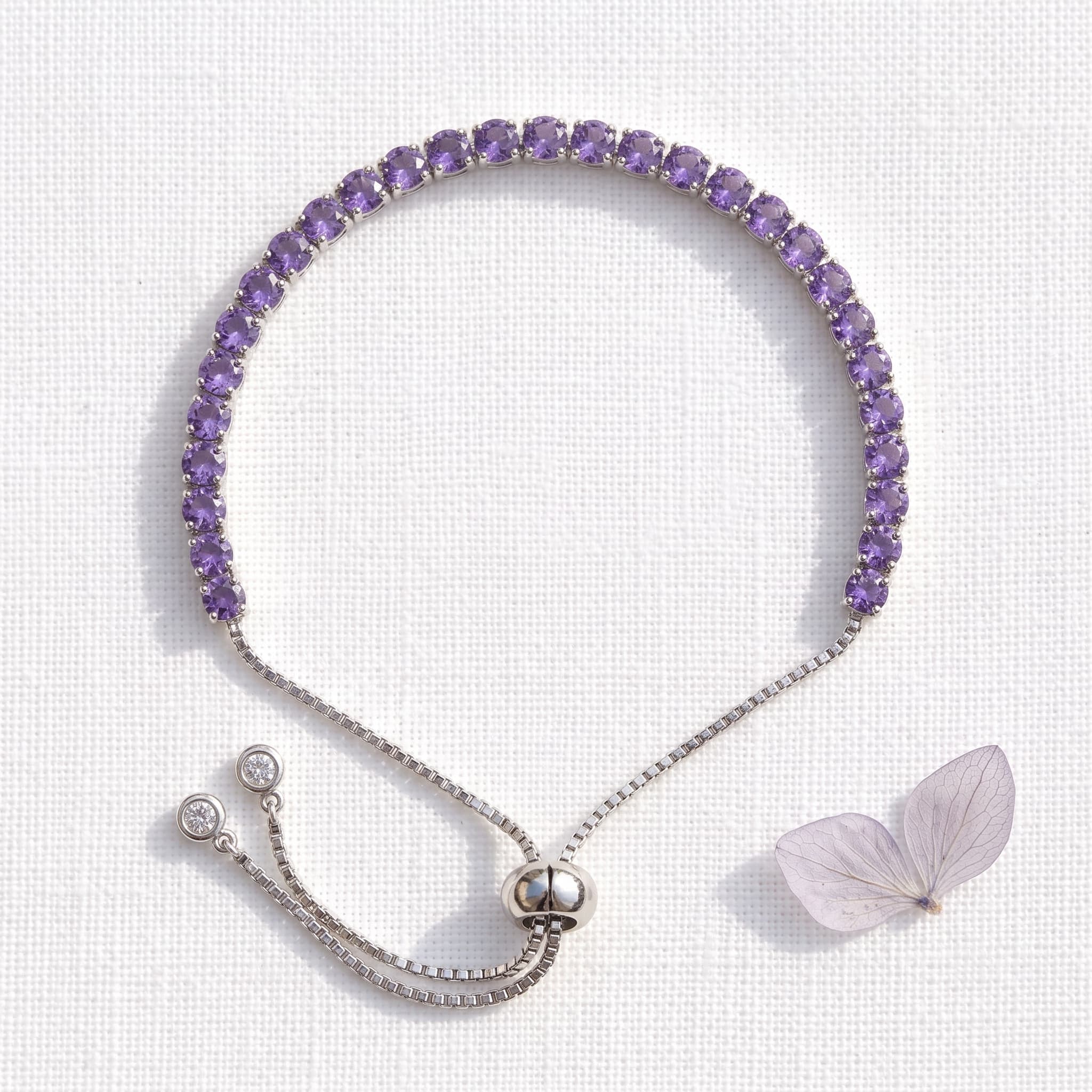 purple stone adjustable tennis bracelet