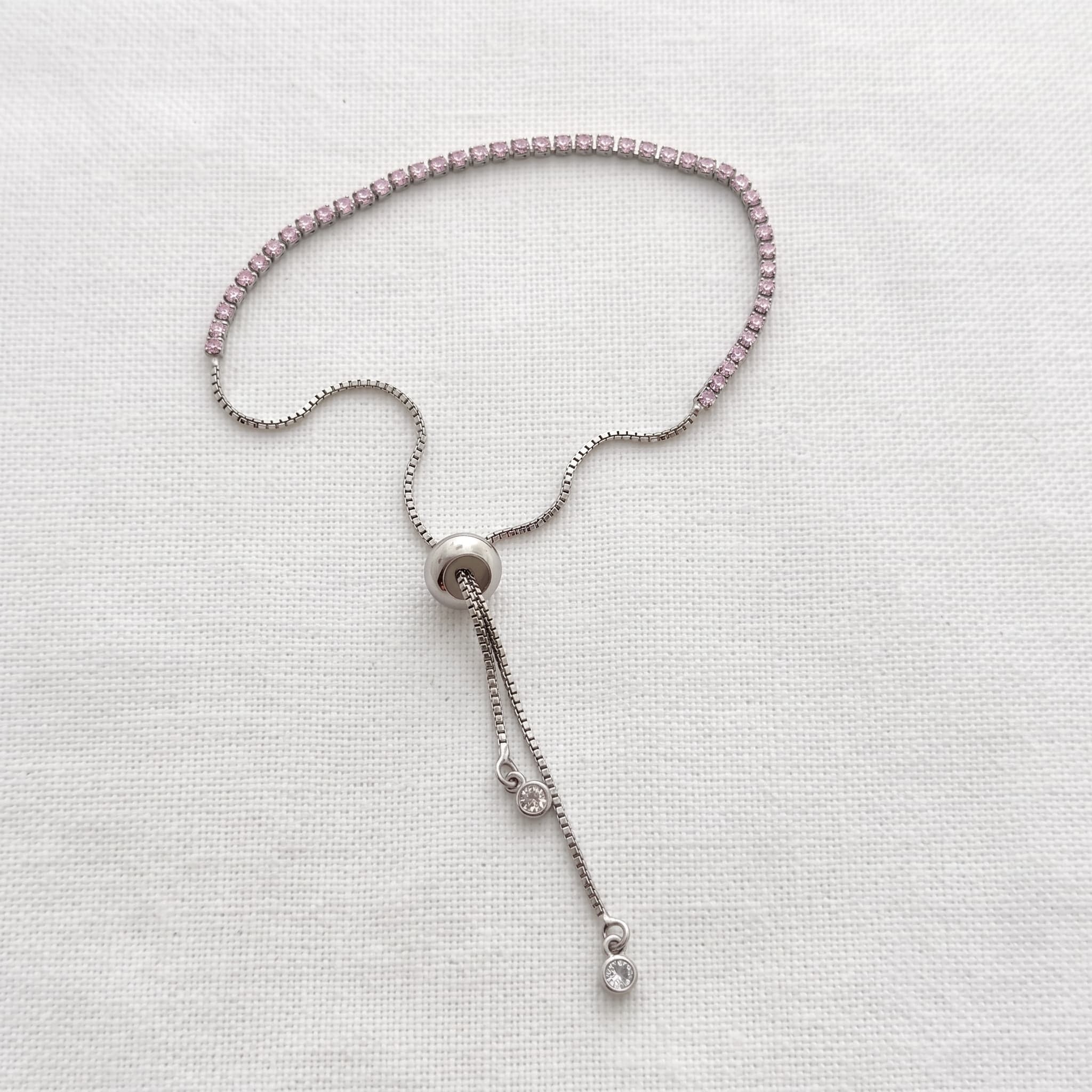 soft pink crystal slider bracelet