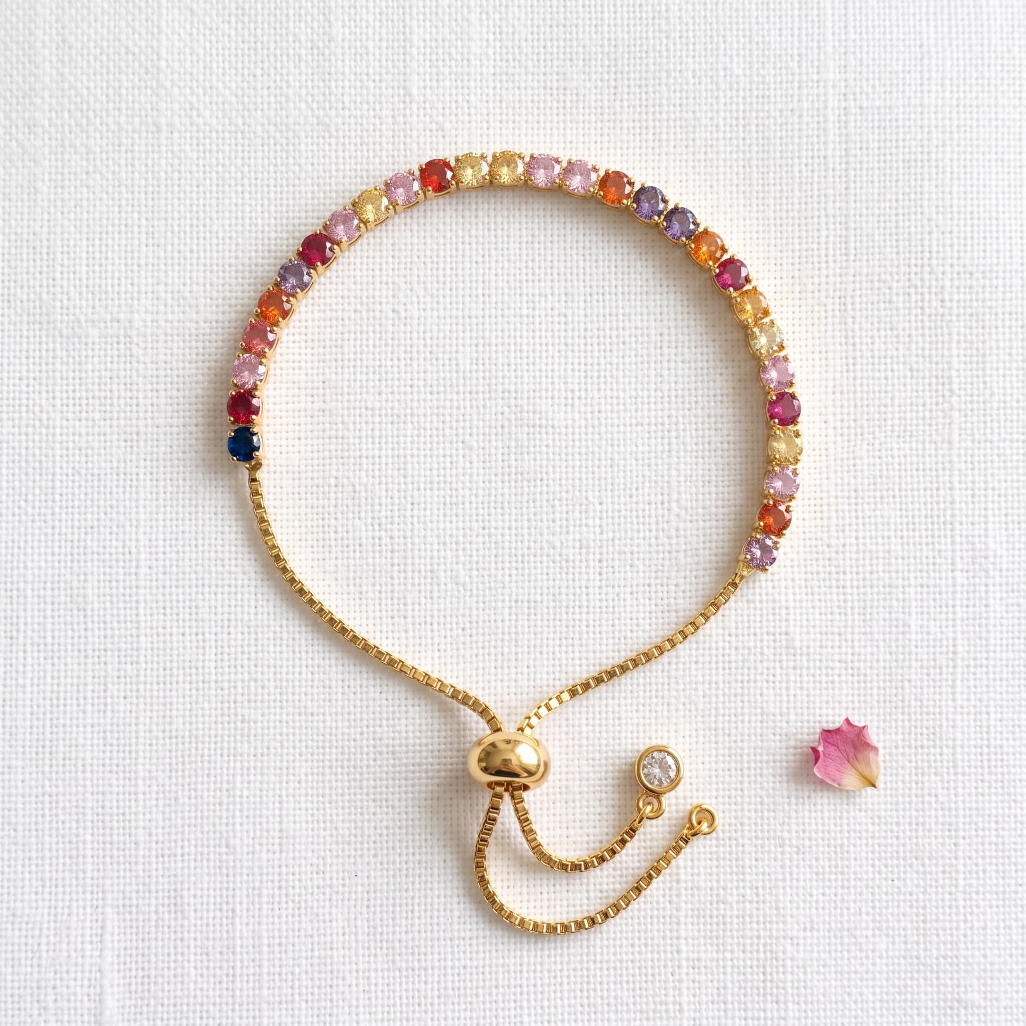 multicolour sunset adjustable tennis bracelet