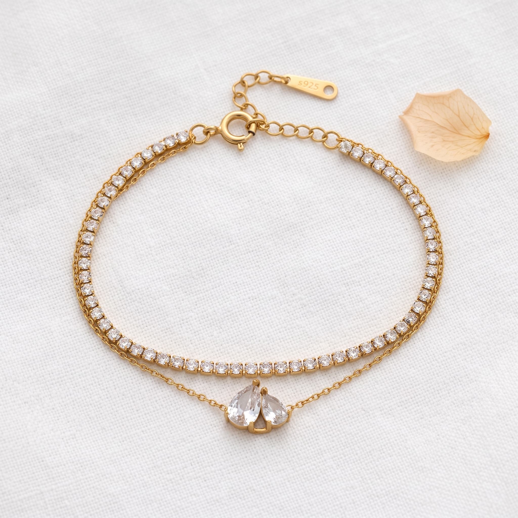 double layer stone charm bracelet