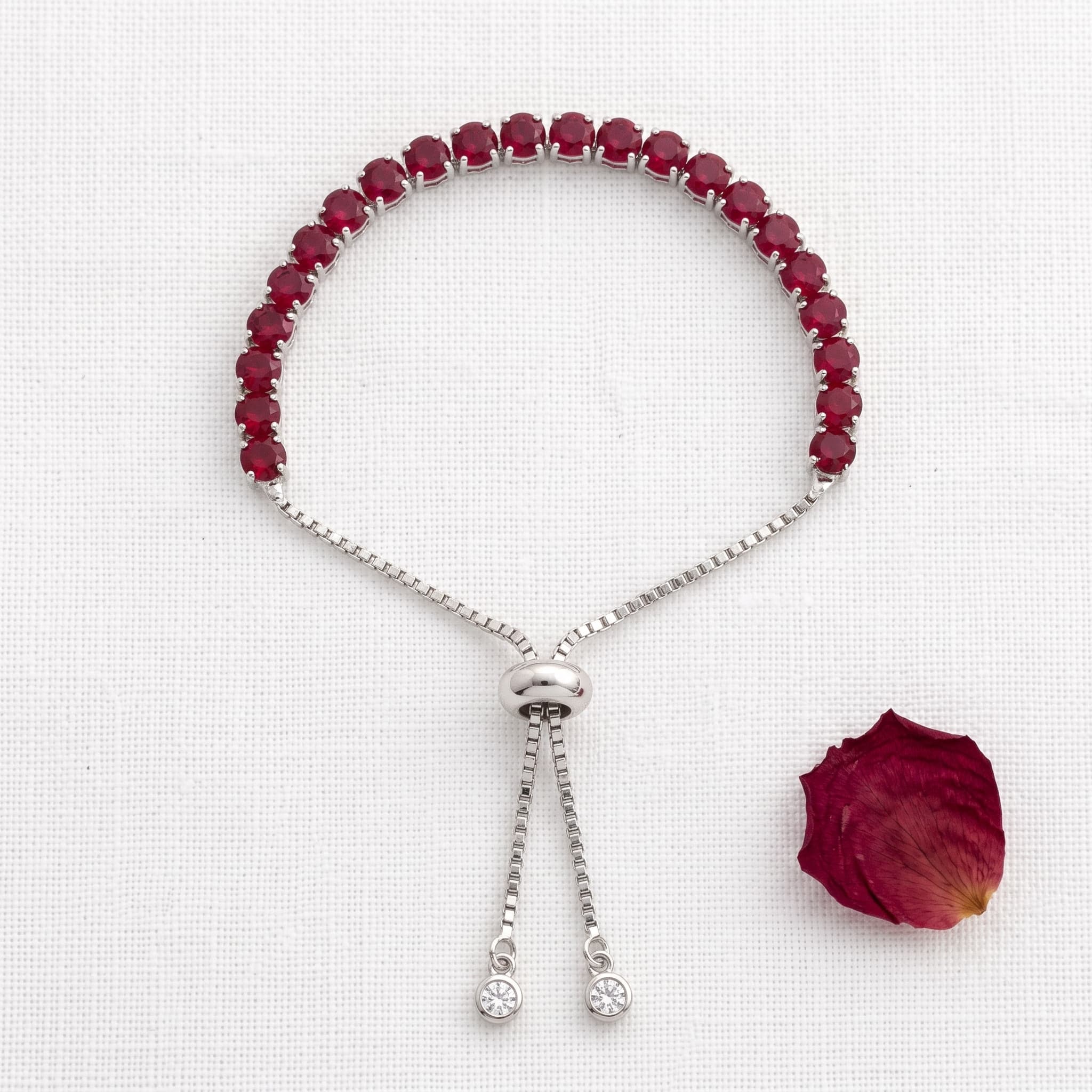 ruby red stone adjustable bracelet