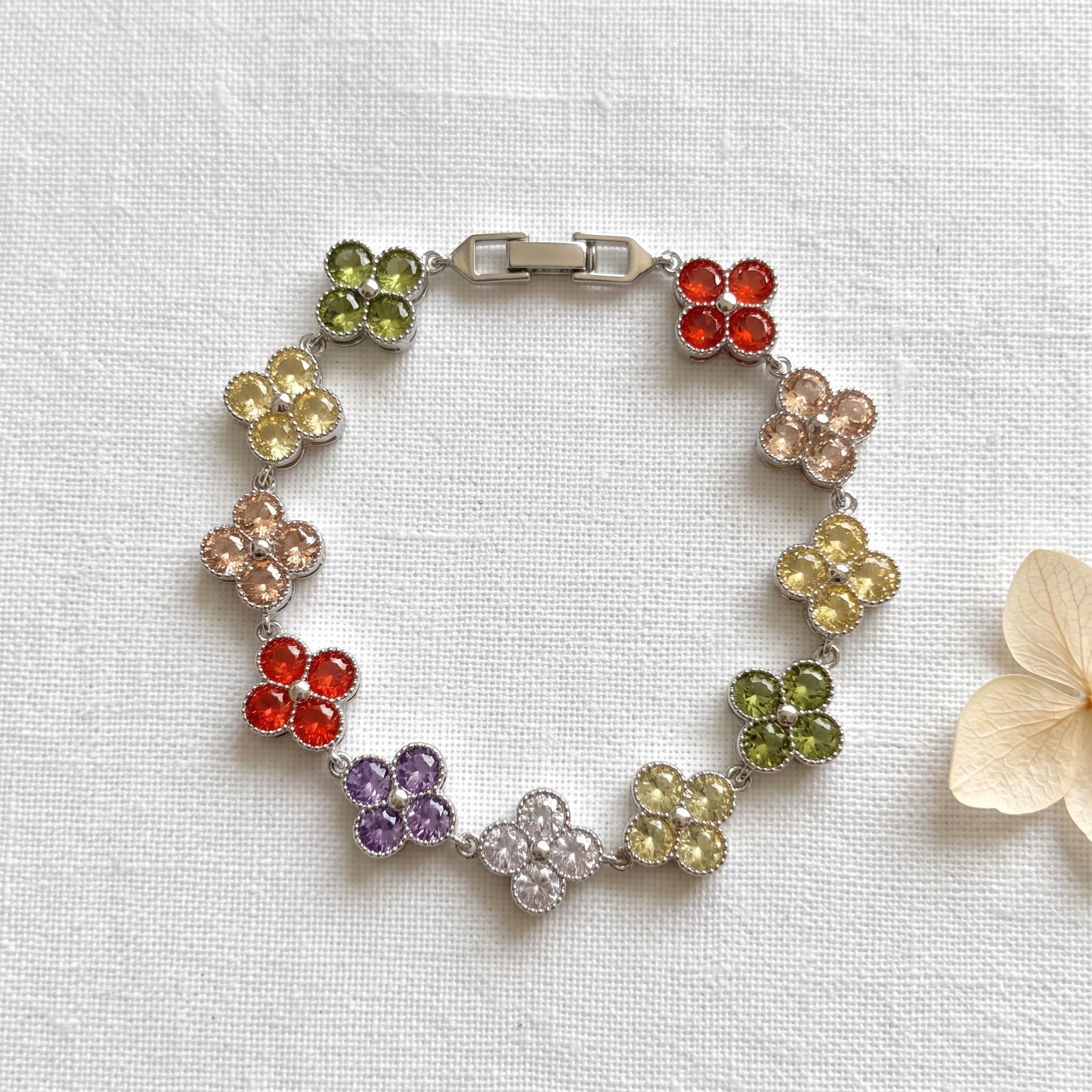 multicolour clover crystal bracelet