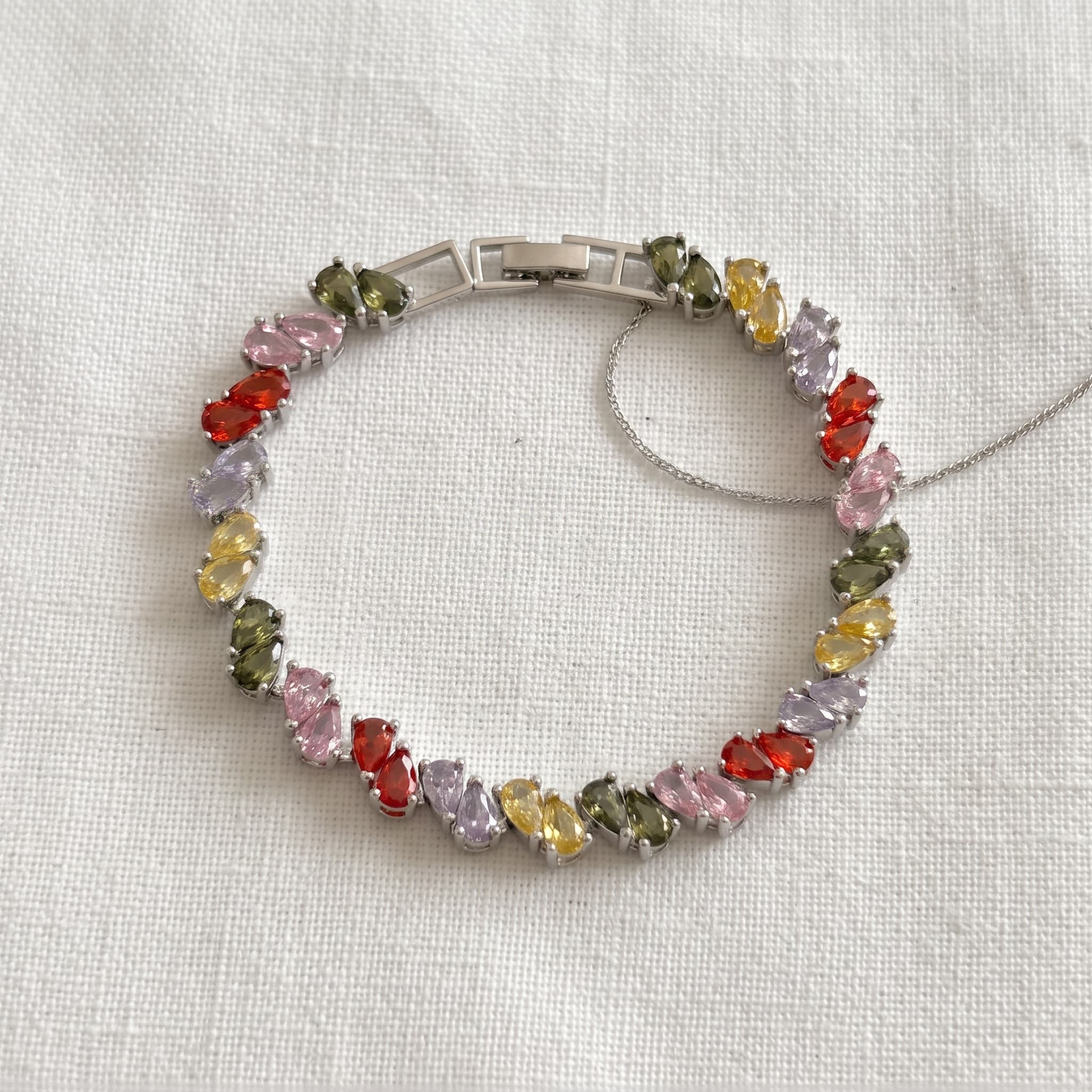 multi colour teardrop stone bracelet