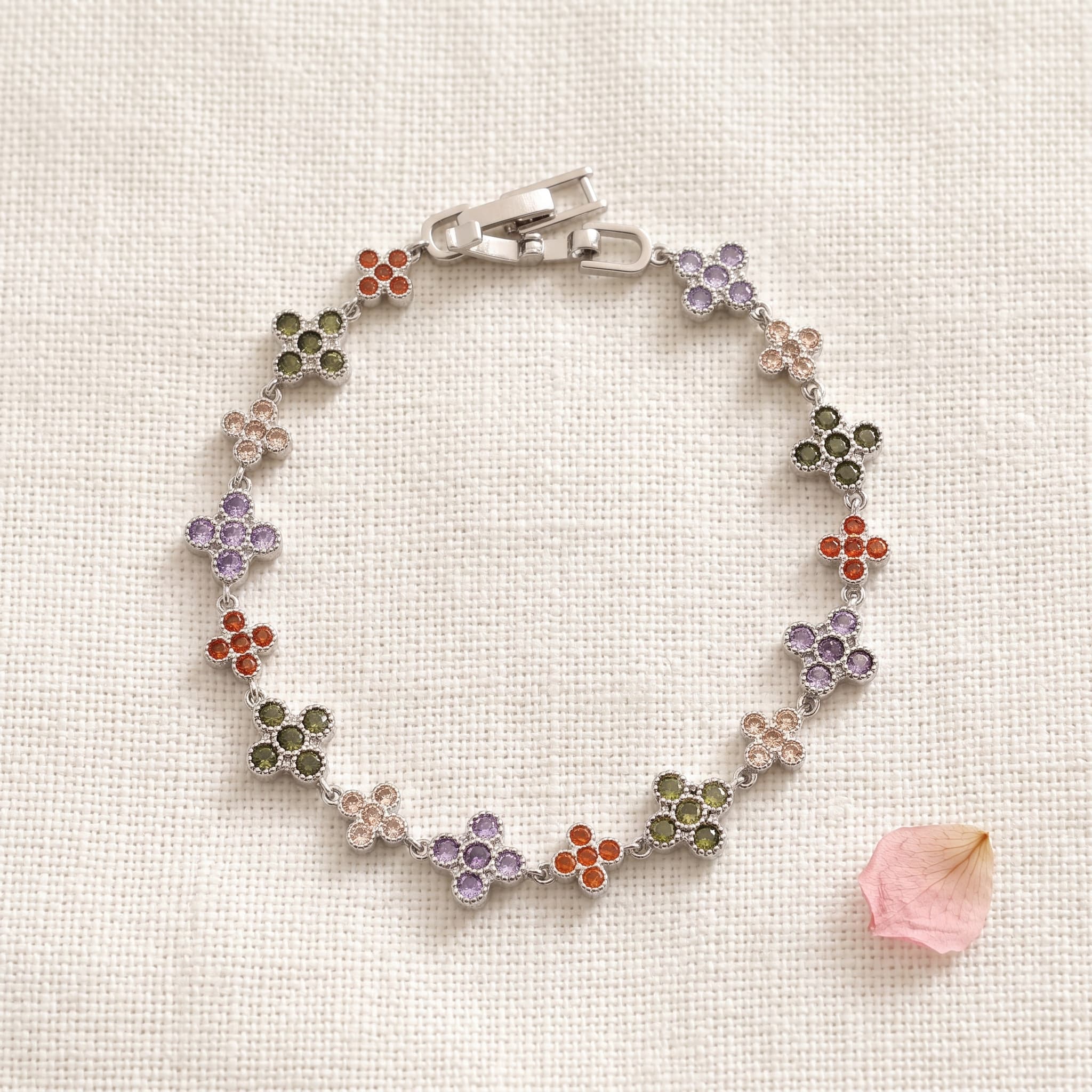 multicolour clover floral charm bracelet