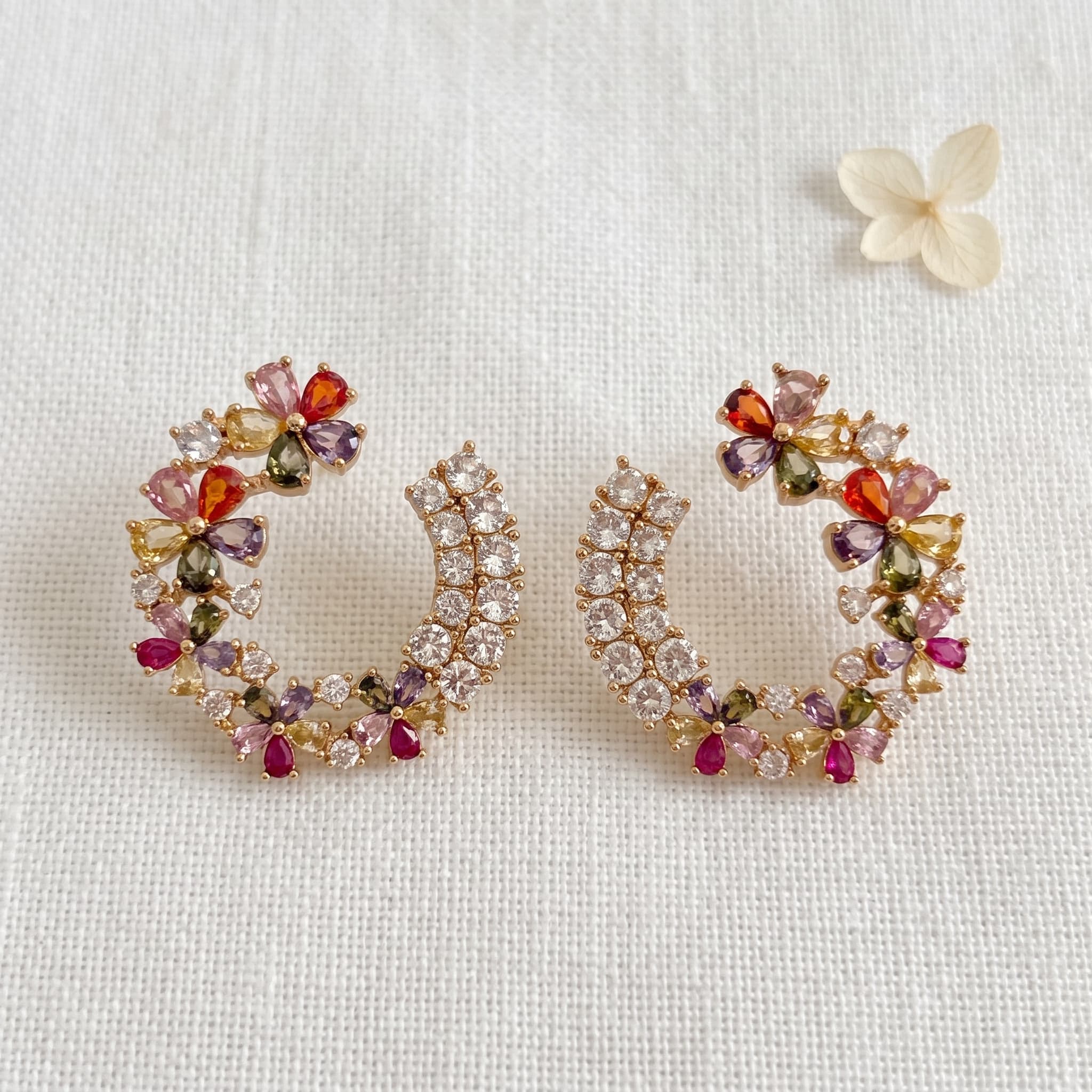 multicolour floral blossom hoops