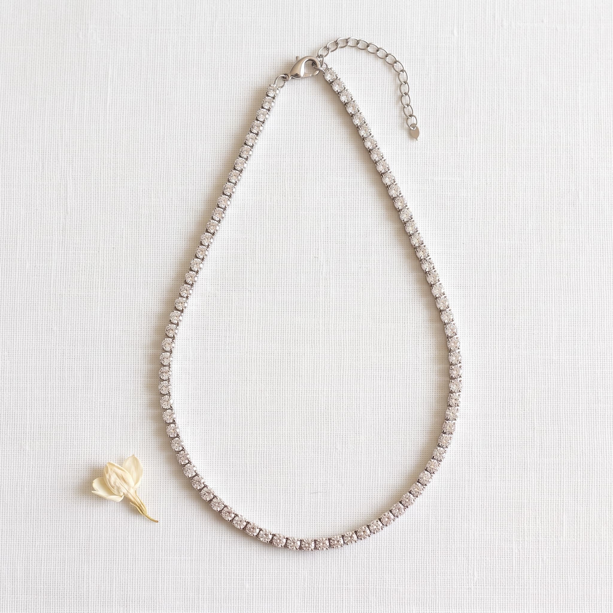 classic silver tennis necklace