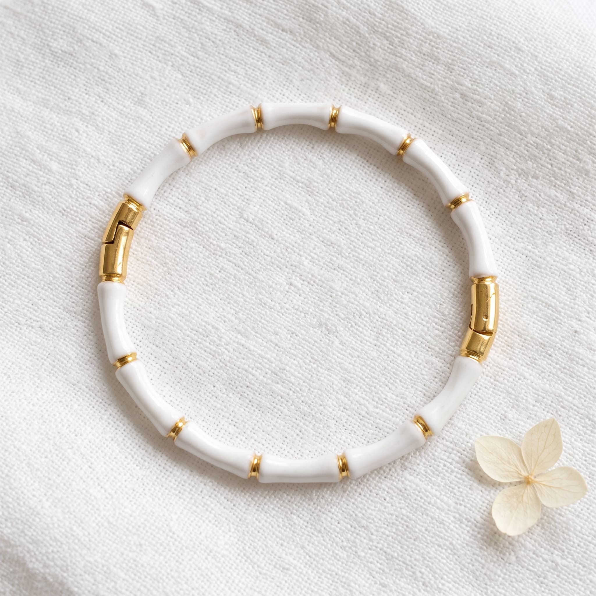white enamel bamboo bracelet