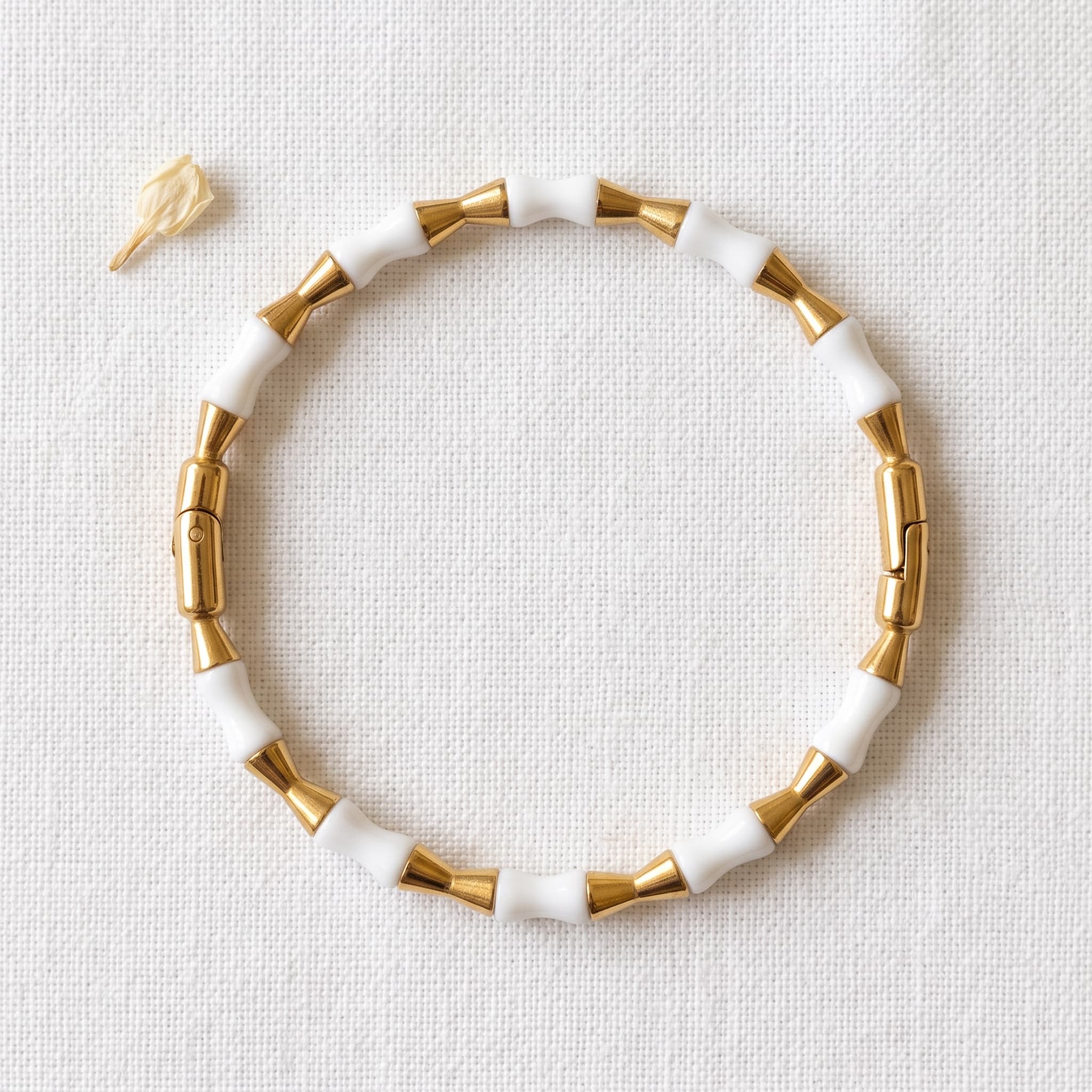 gold and white beaded bangle regular