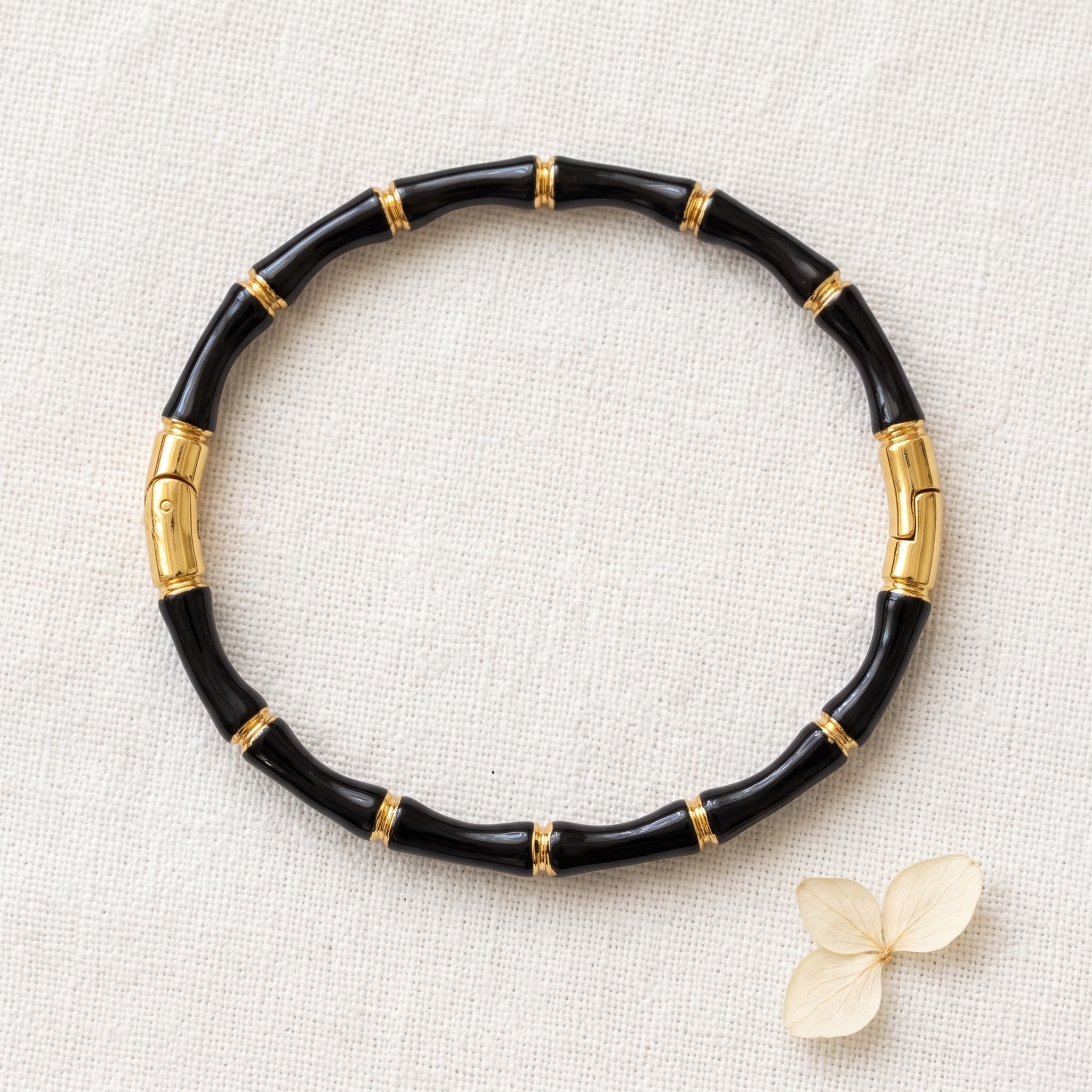 black and gold bamboo bangle