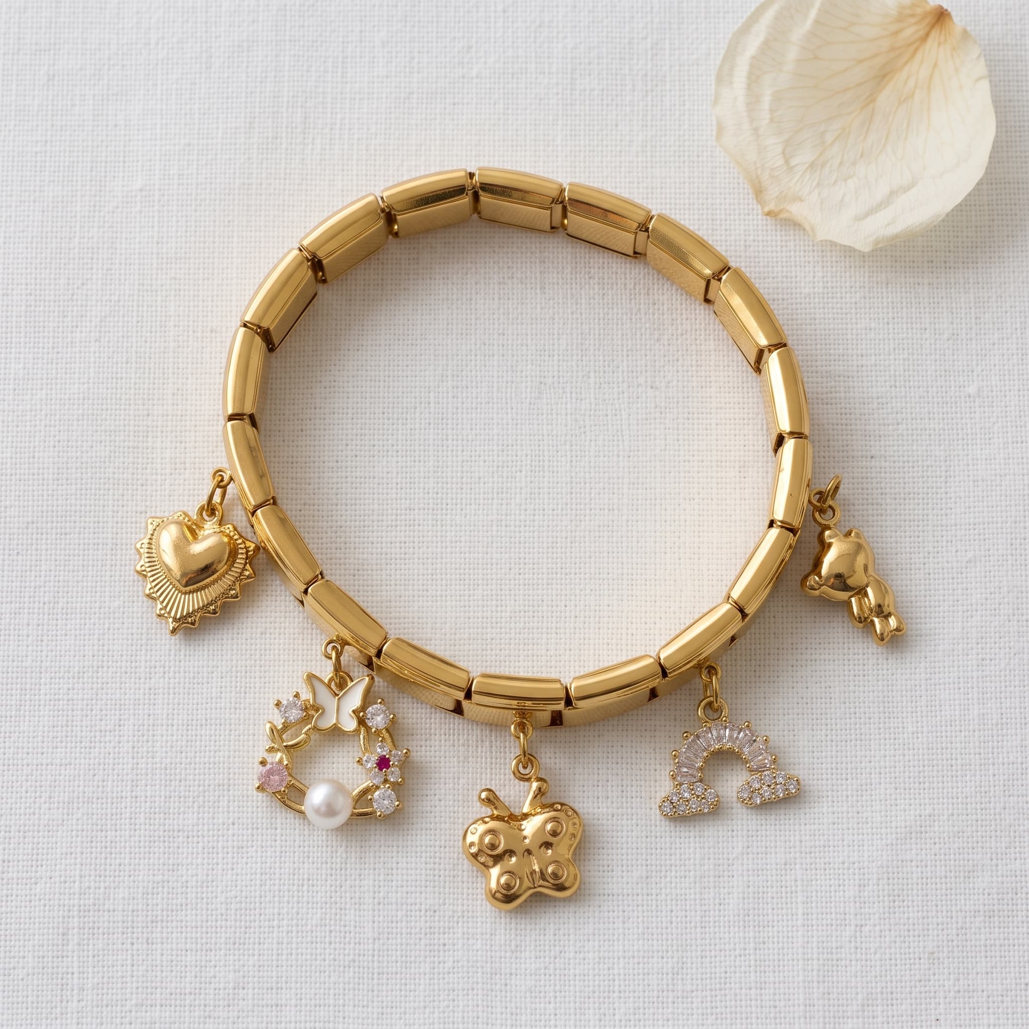 golden charm link bracelet