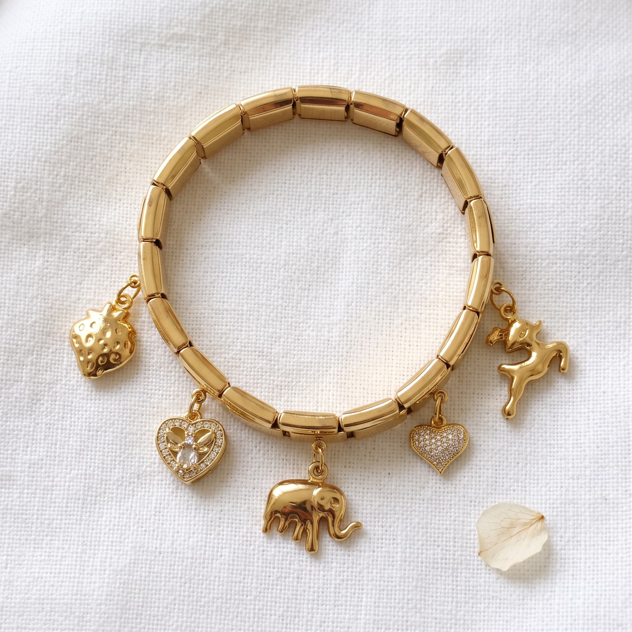 golden charm stretch bracelet