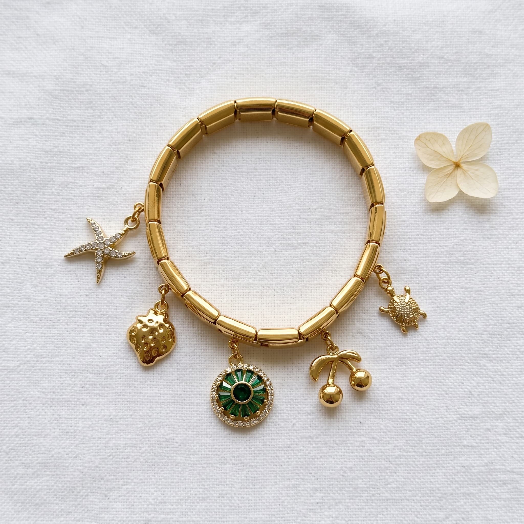 summer whimsy gold charm bracelet