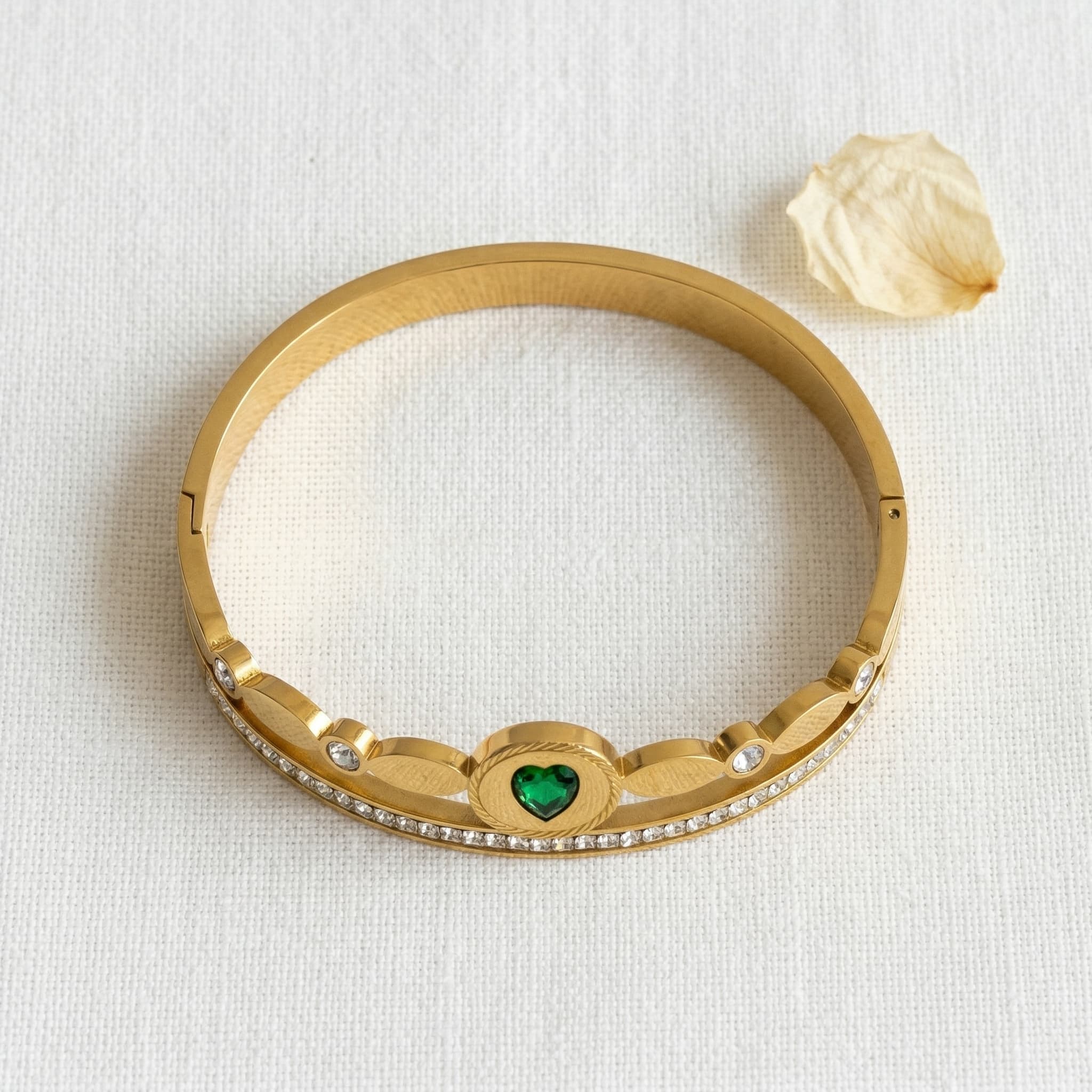 green heart charm bangle