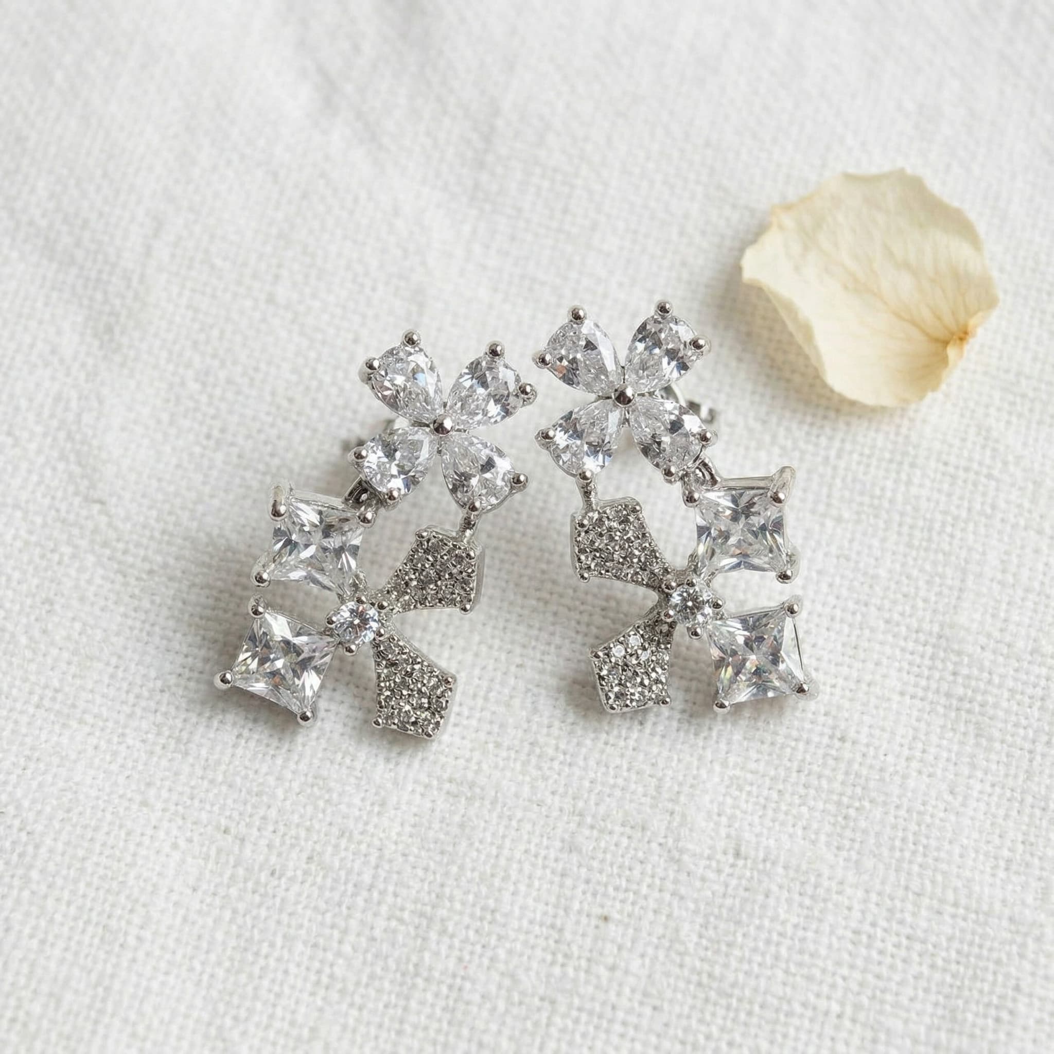 sparkly floral ear studs