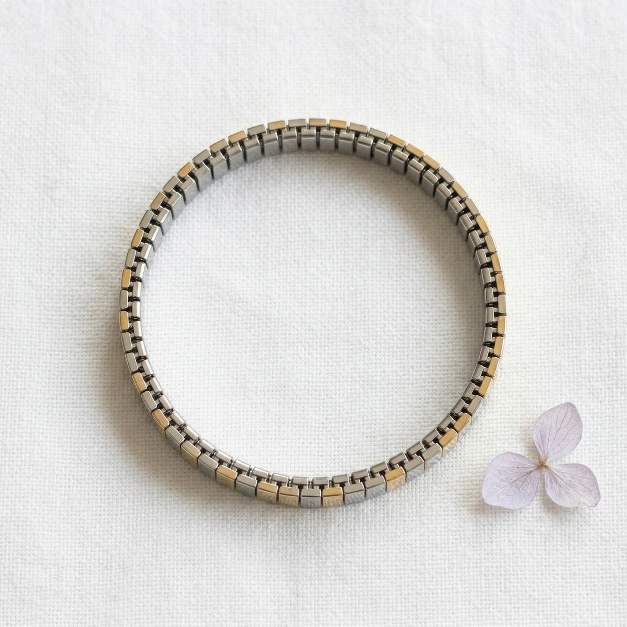 two tone flexible link bracelet
