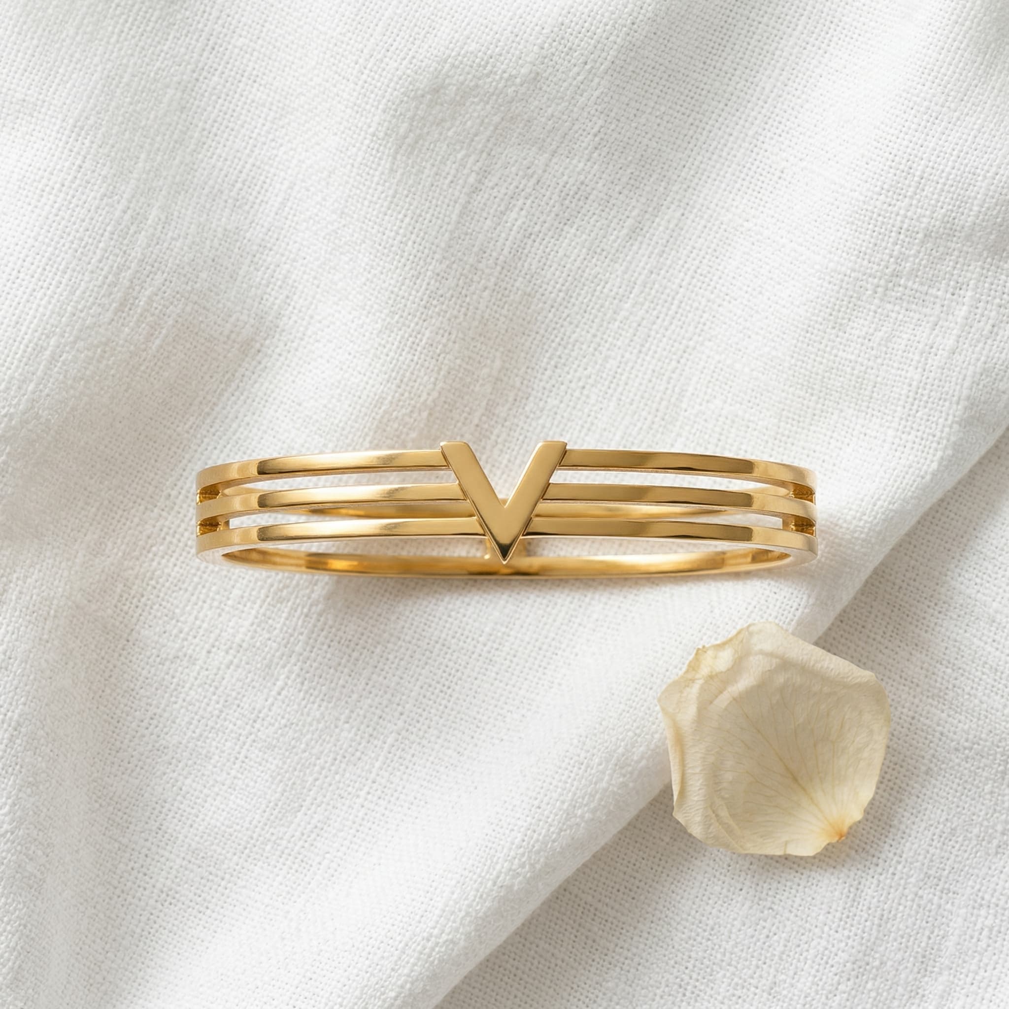 v shaped gold bangle