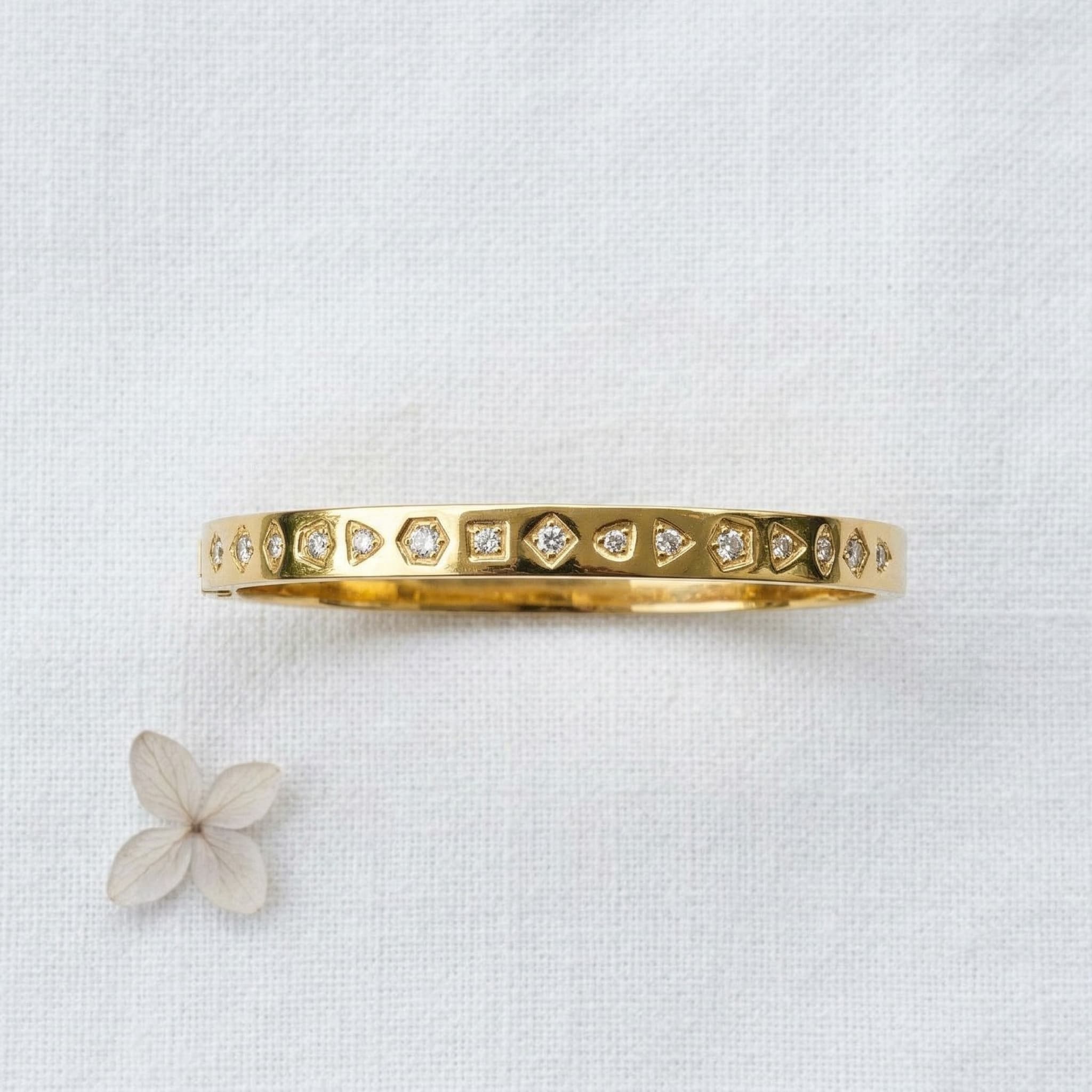 golden geometric stone bangle
