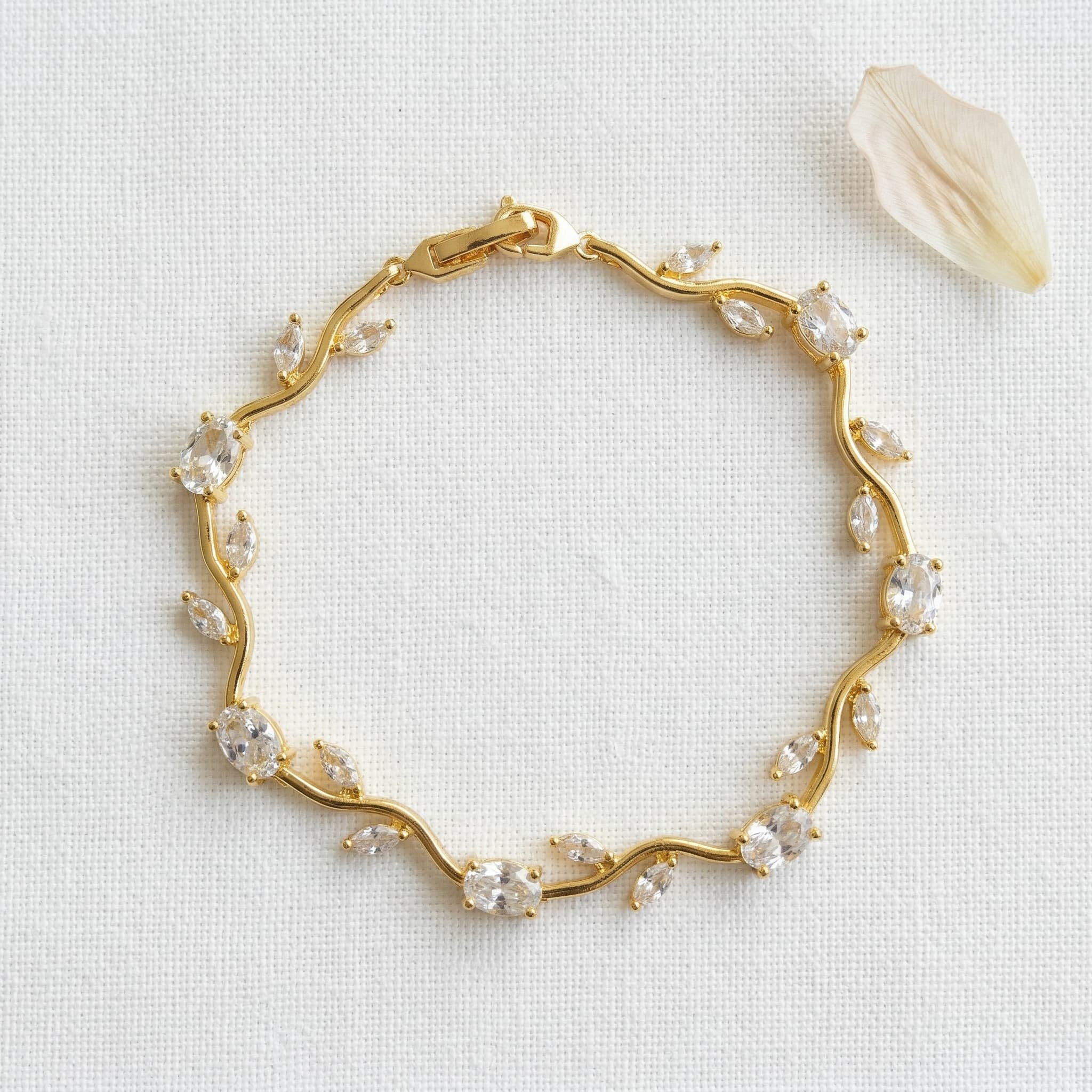 delicate gold leaf tulip bracelet