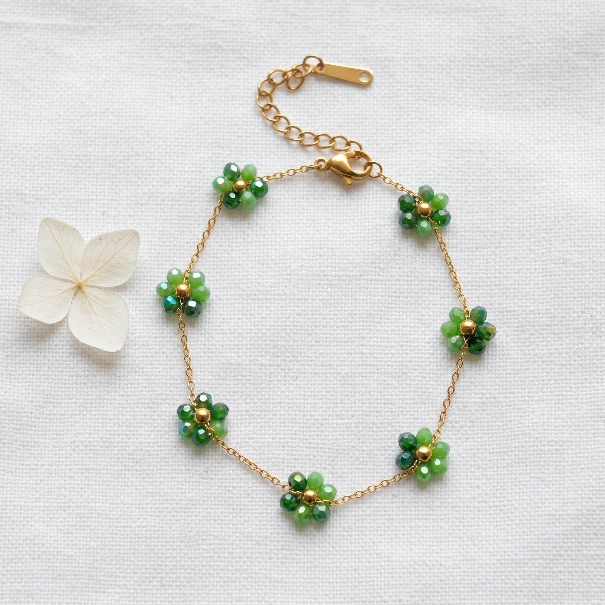 little green flower bracelet