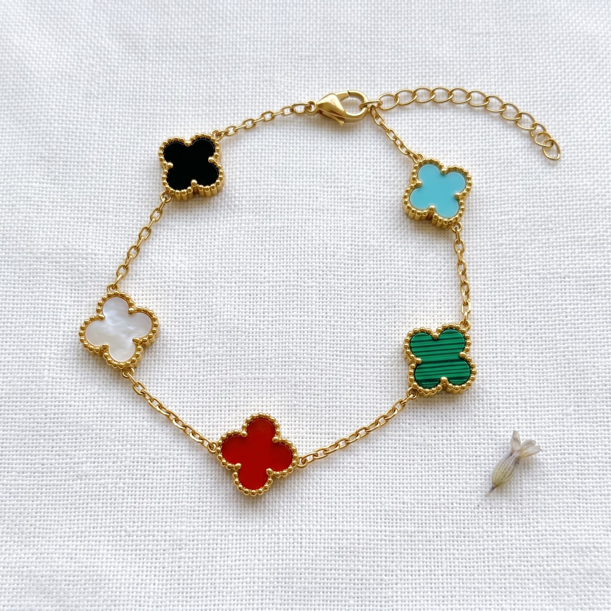 multicolour clover charm bracelet
