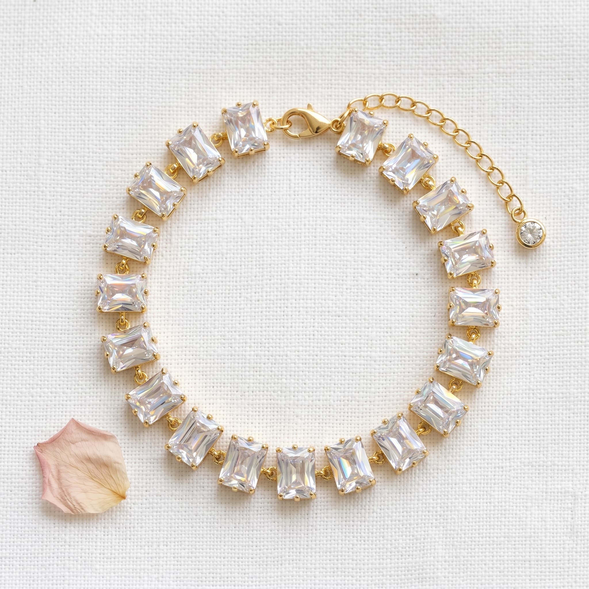 sparkly rectangular stone tennis bracelet