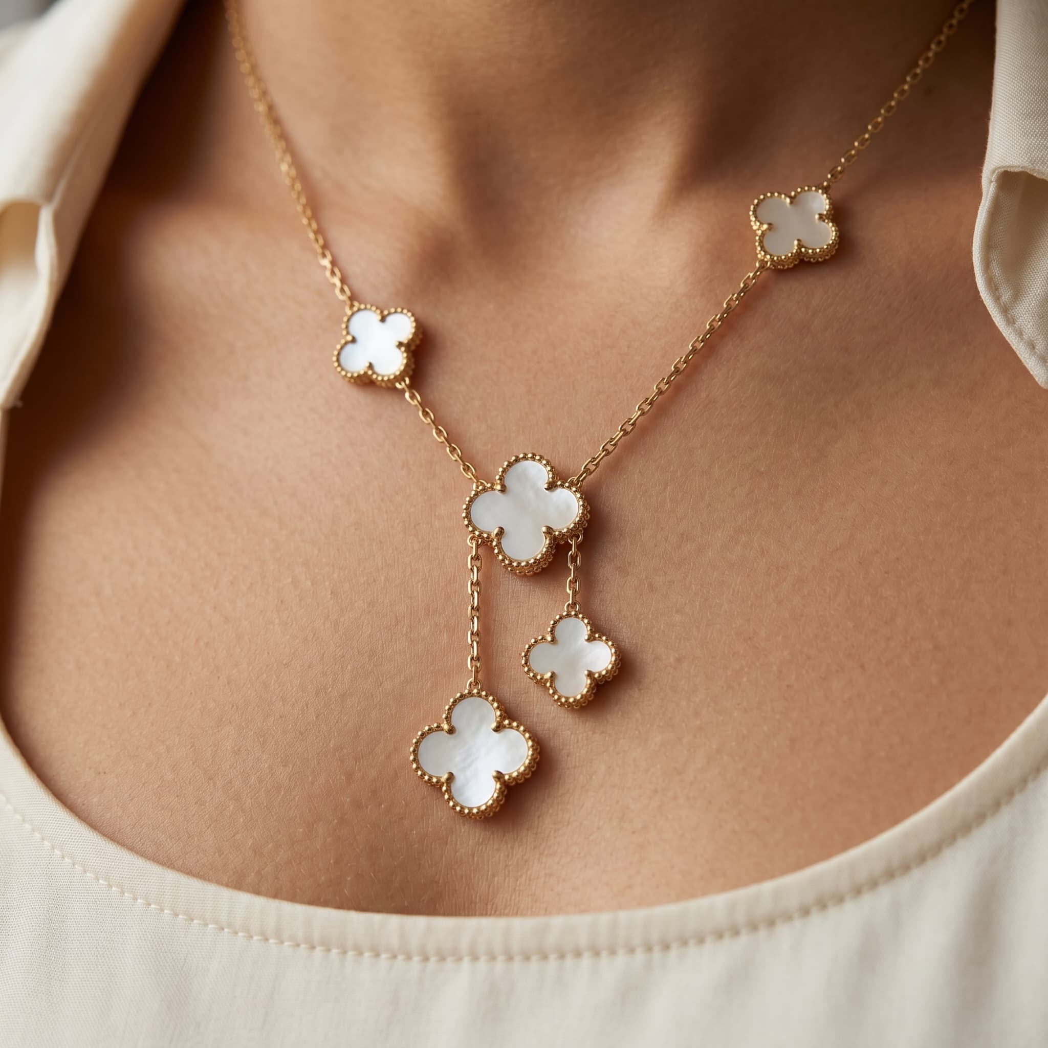 dainty clover layered necklace