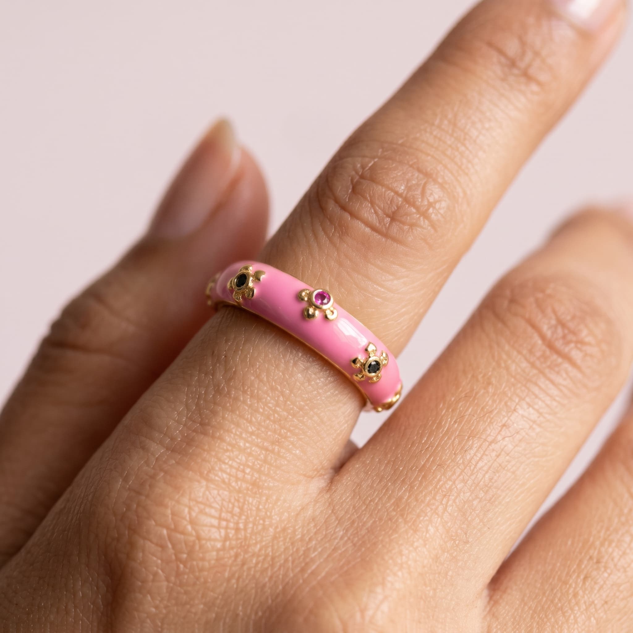 bubblegum pink enamel ring