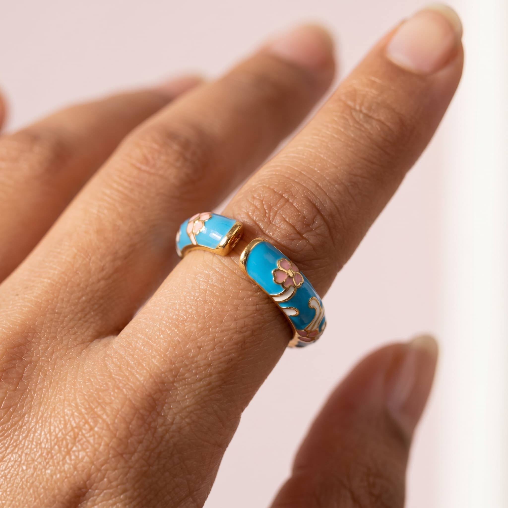 blue enamel floral band