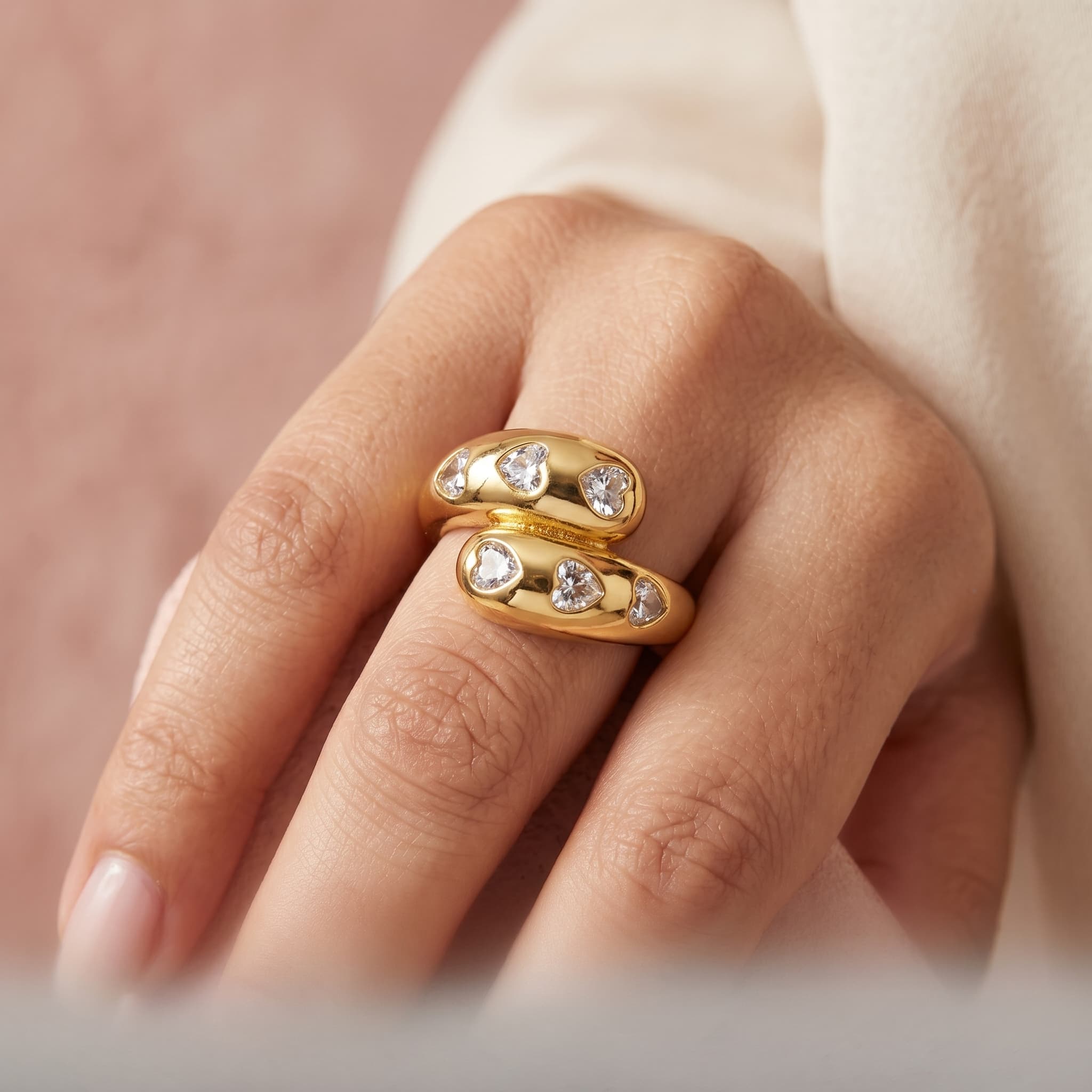 chunky heart wrap ring