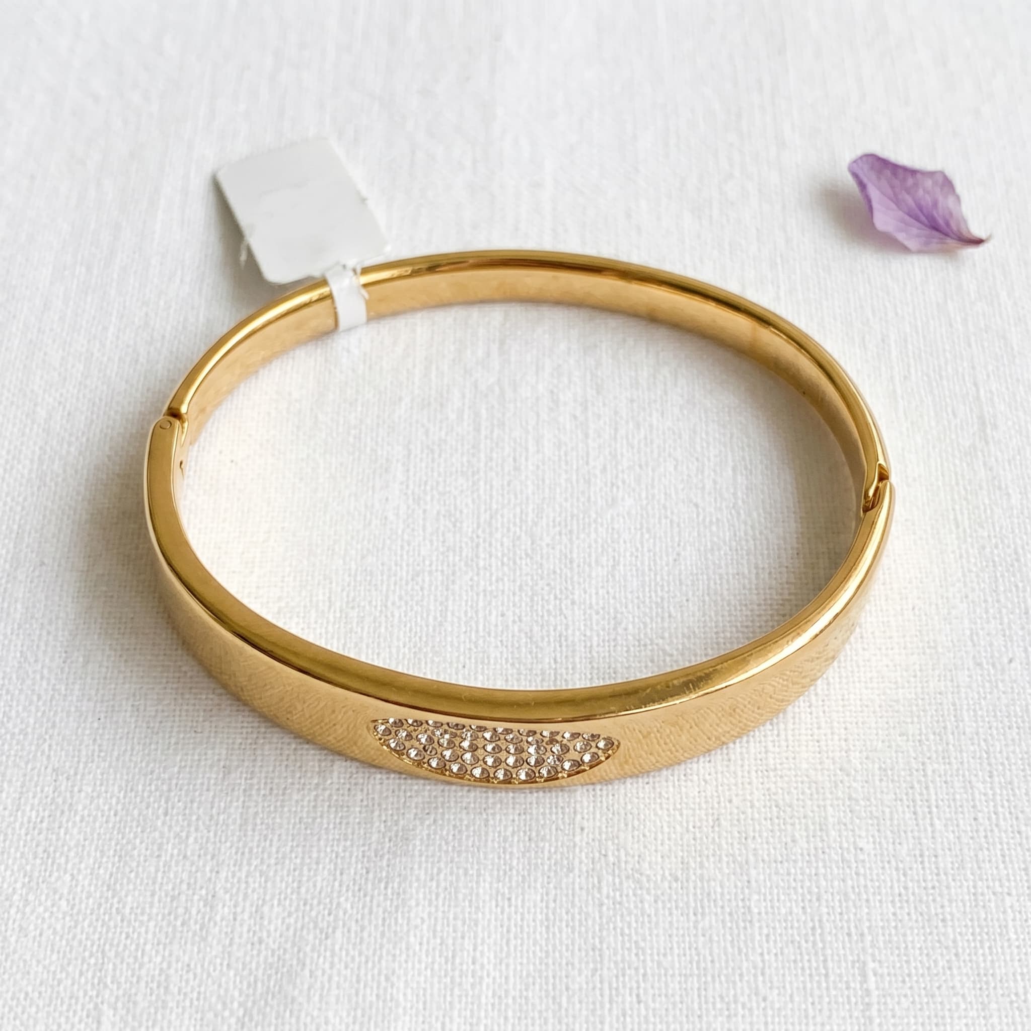 sleek crystal inlay bangle