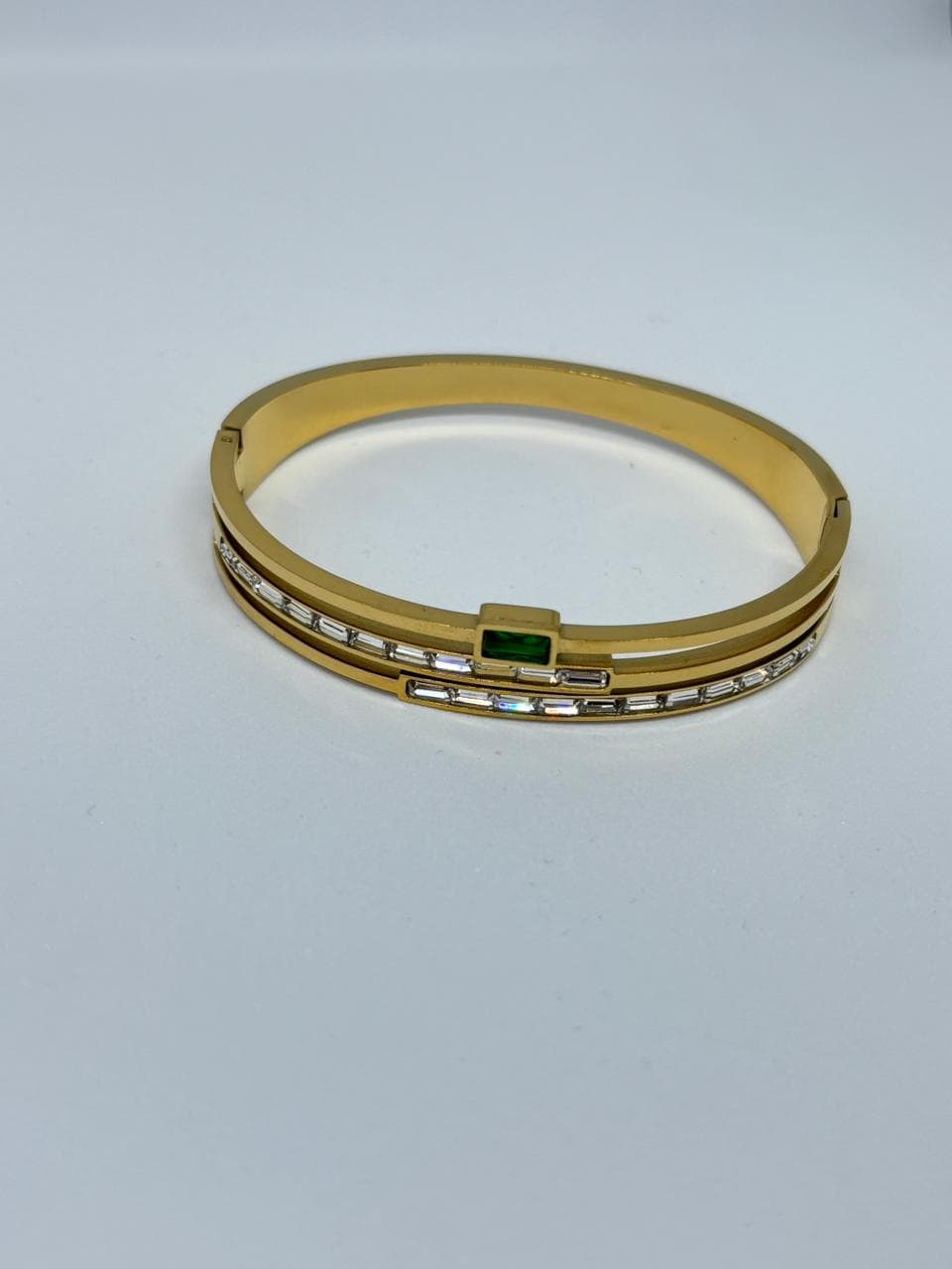 emerald baguette hinged bangle