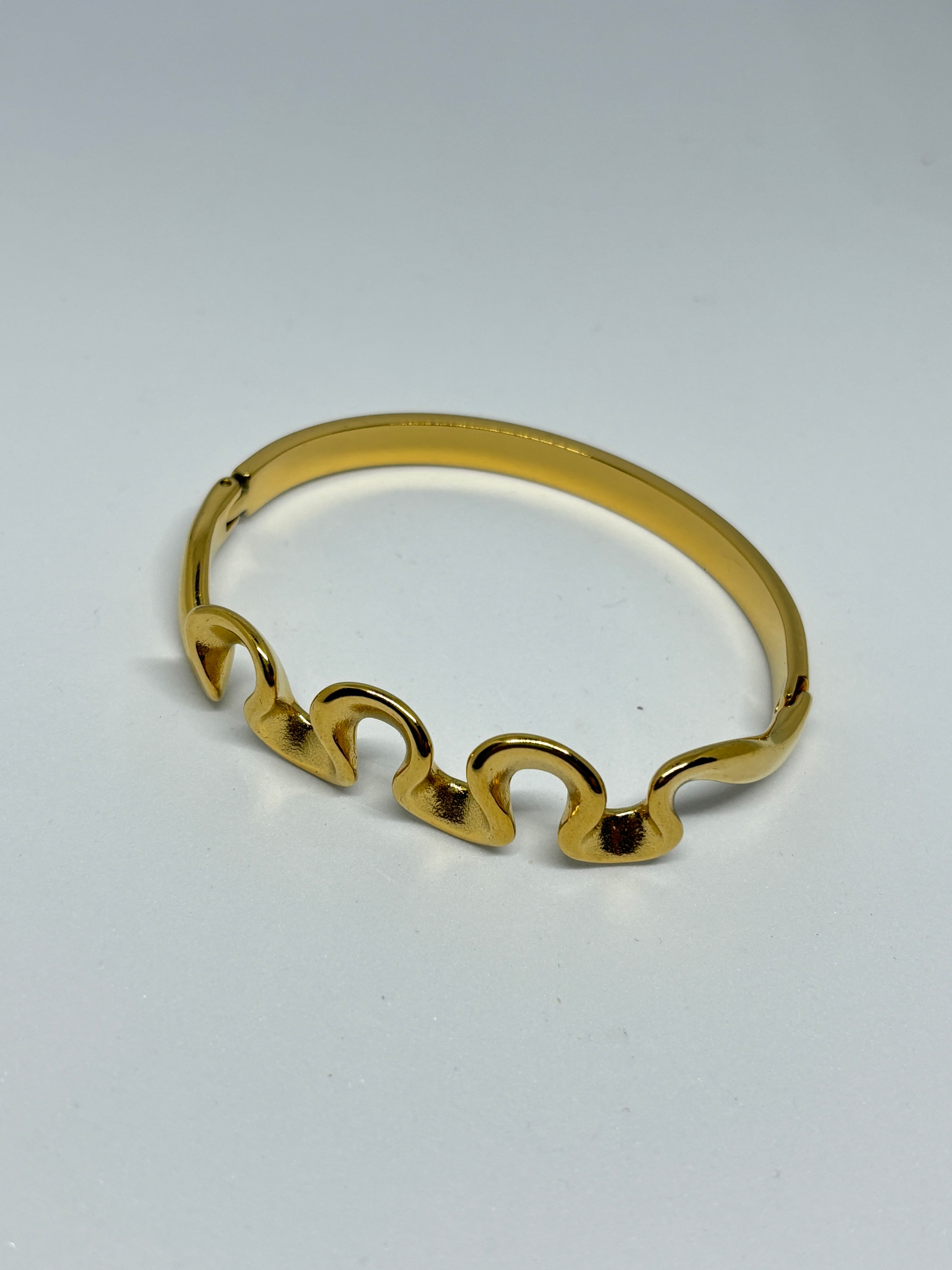 wavy golden hinge bangle