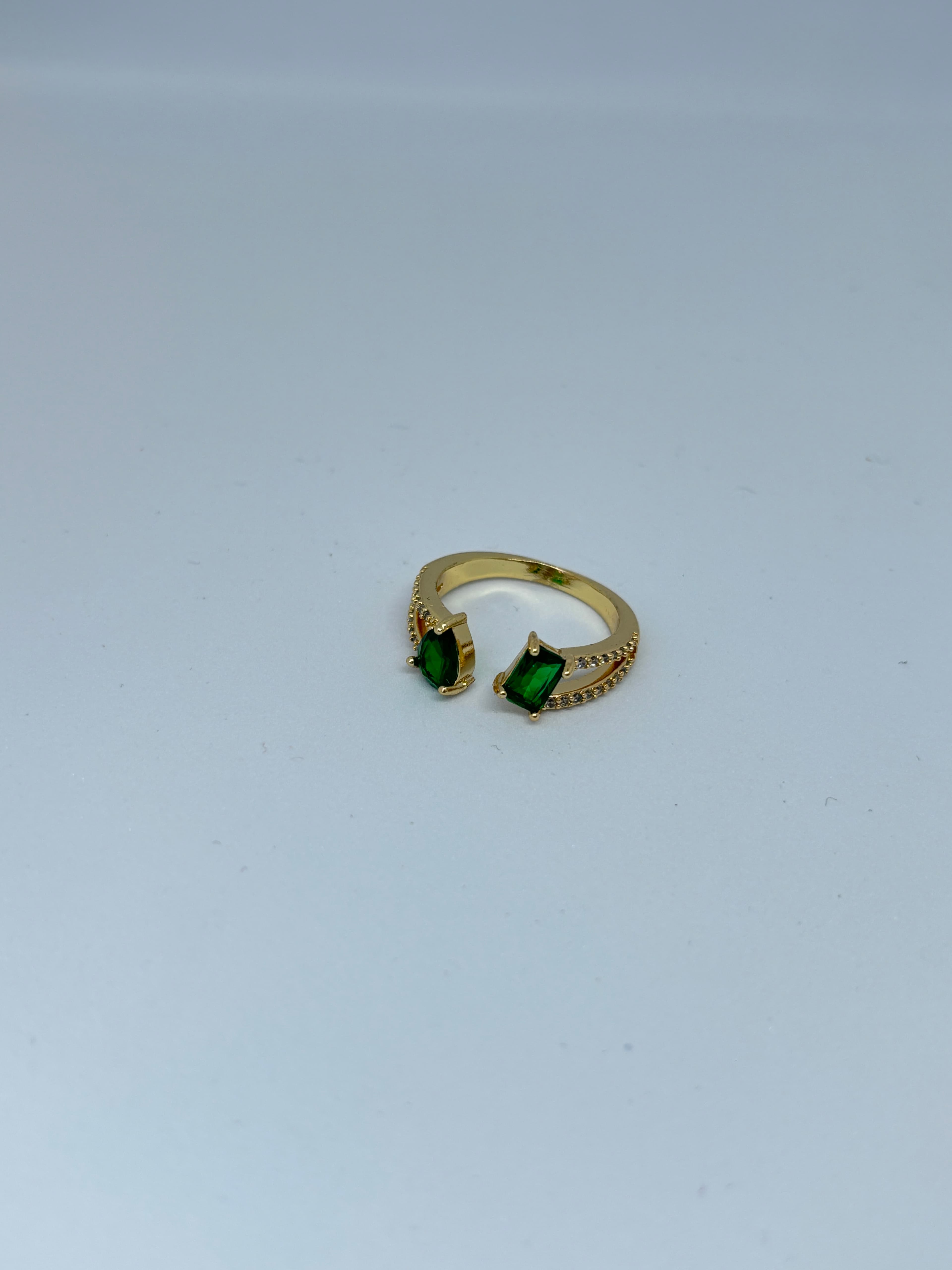 emerald green open ring
