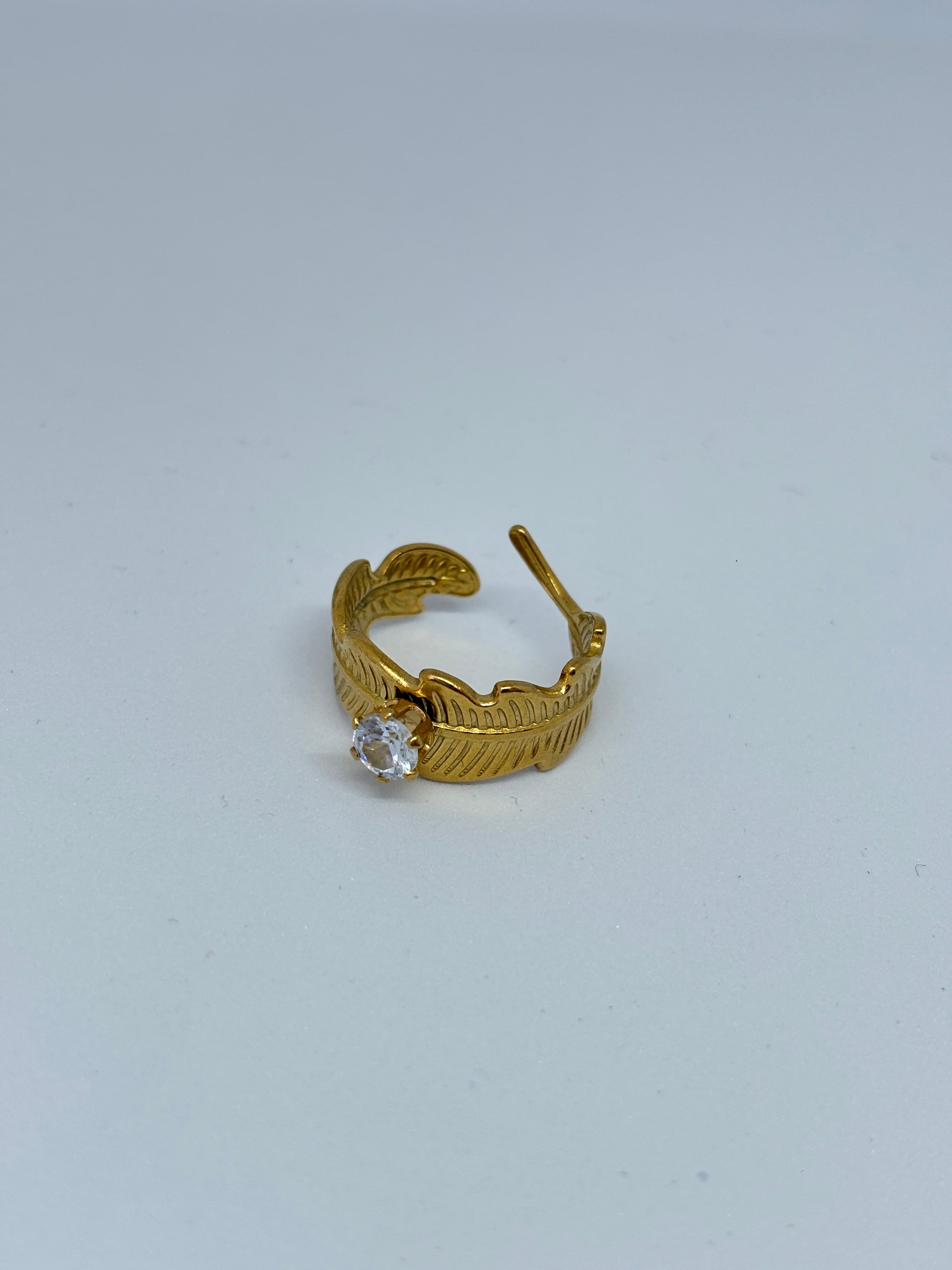 golden leaf adjustable ring