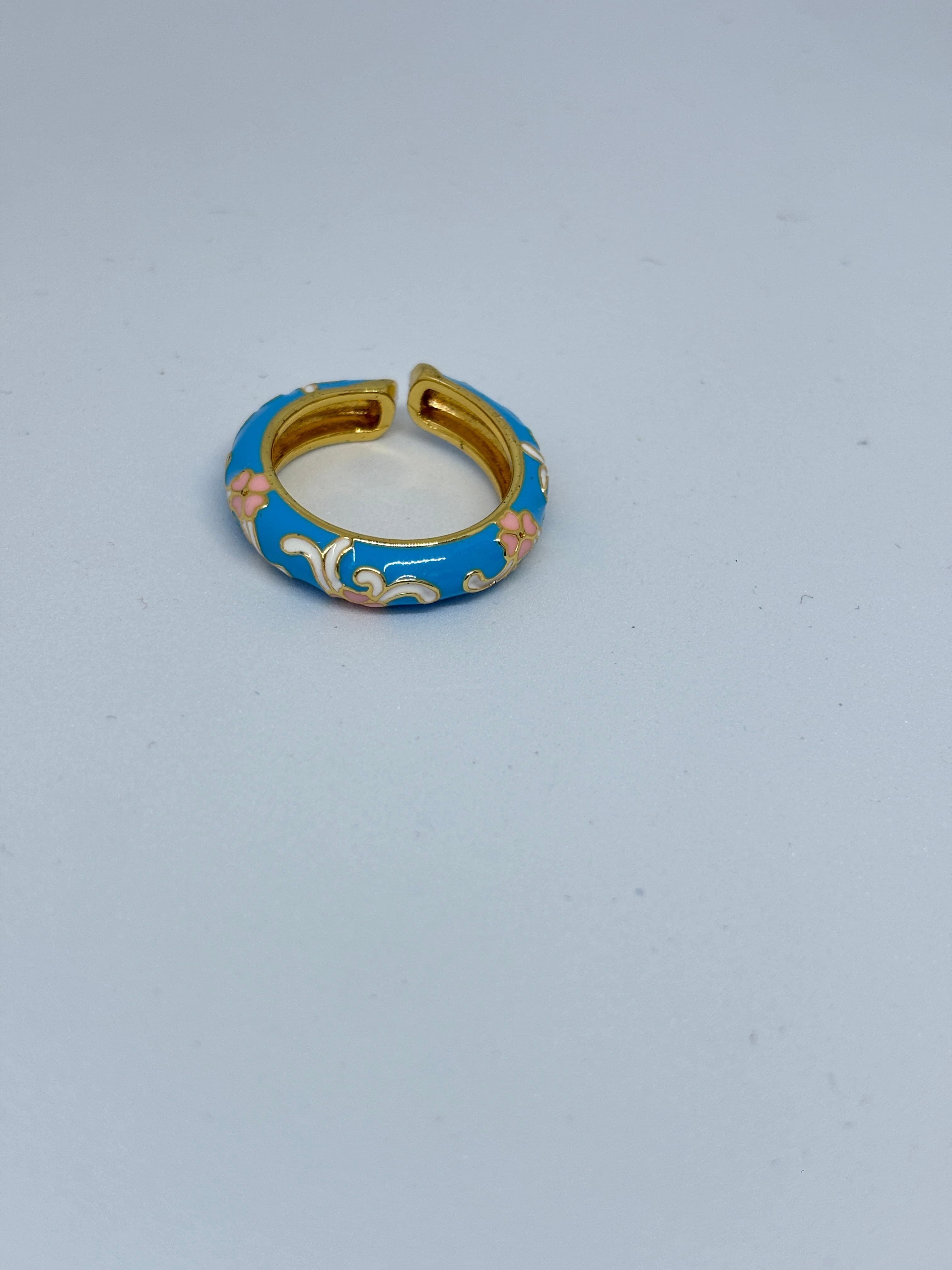 blue enamel floral band
