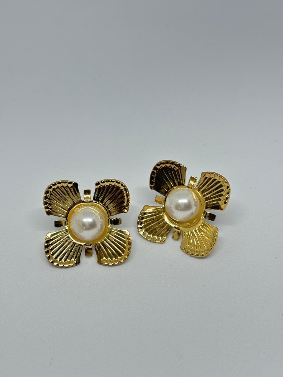 golden petal pearl studs