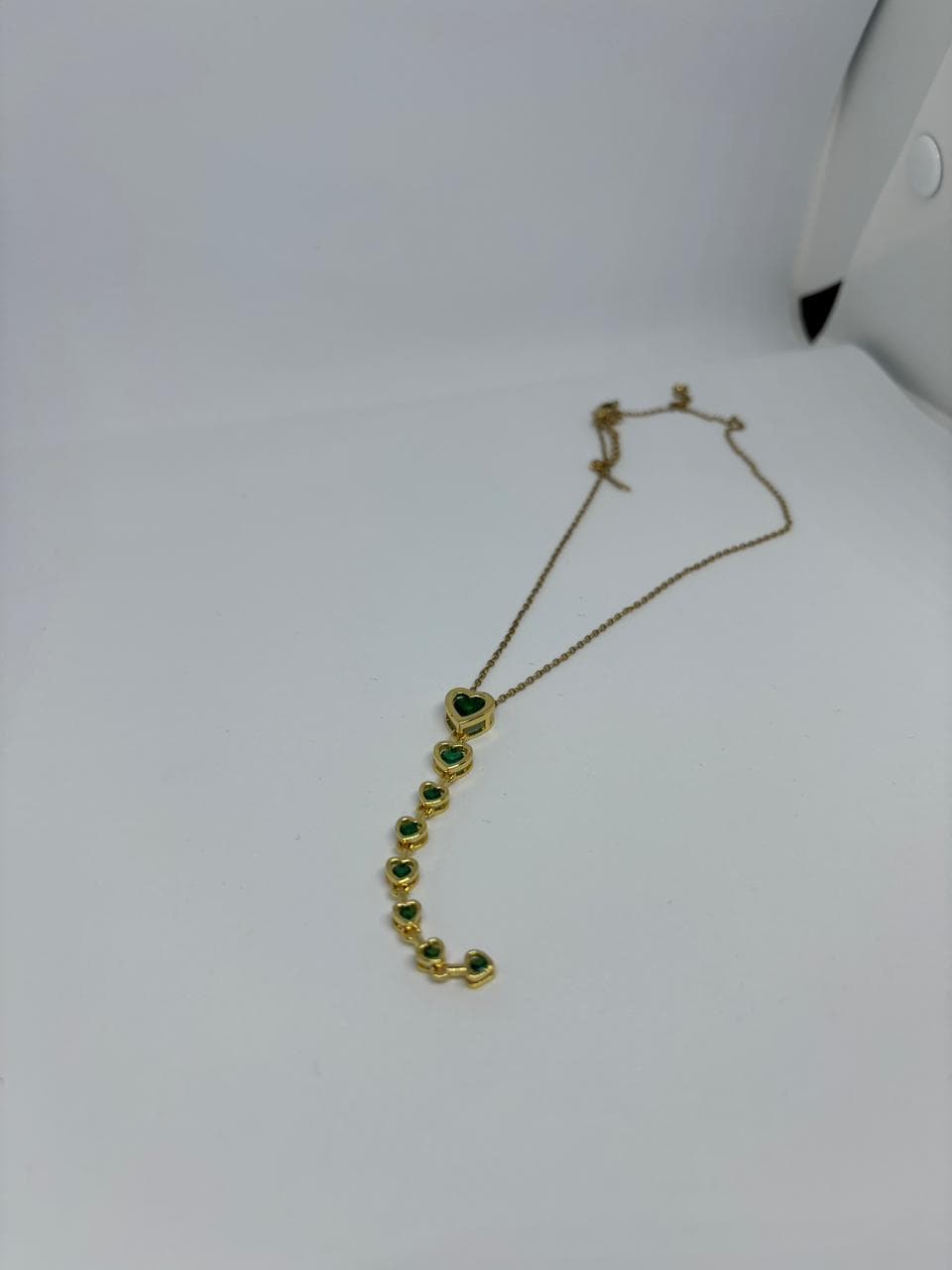 green heart drop necklace