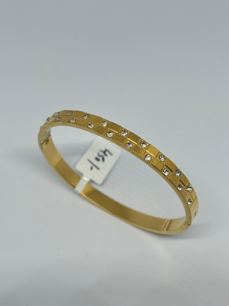 golden grid stone bangle