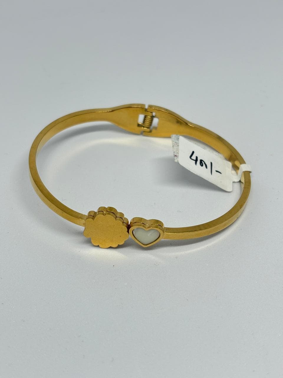 flower and heart gold cuff