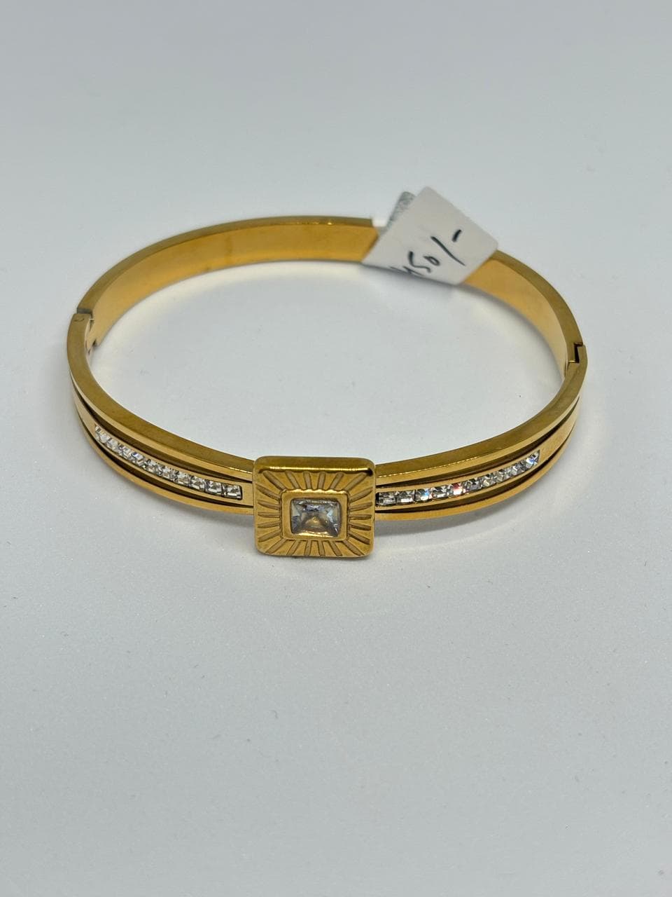 square stone hinged bangle