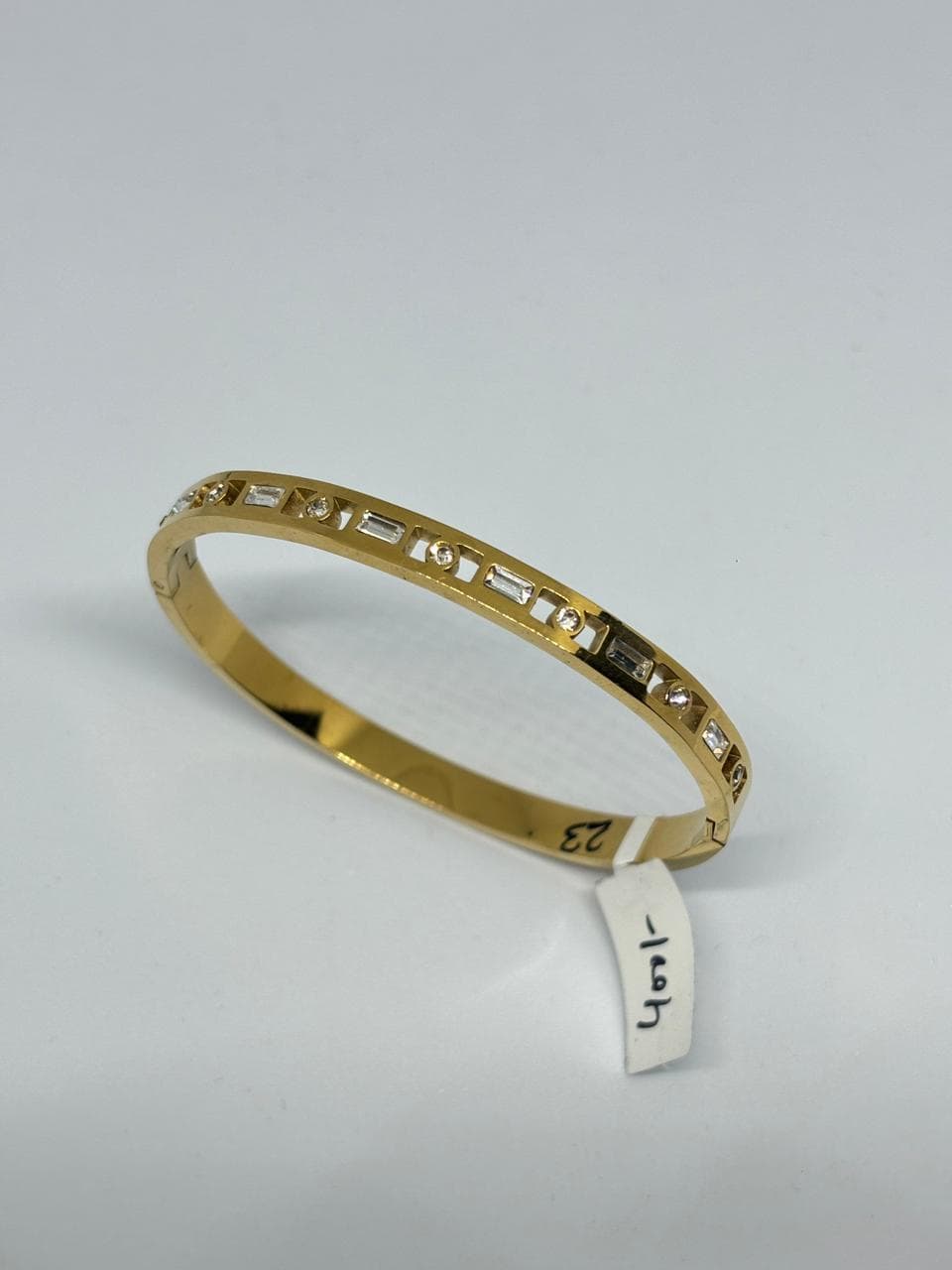 golden baguette stone bracelet