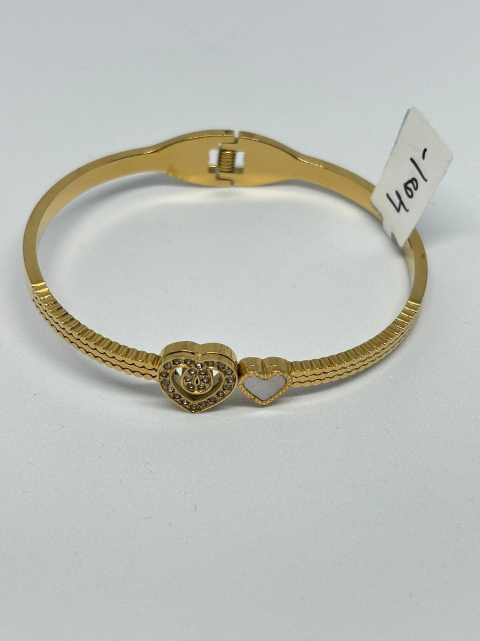 double heart gold bangle