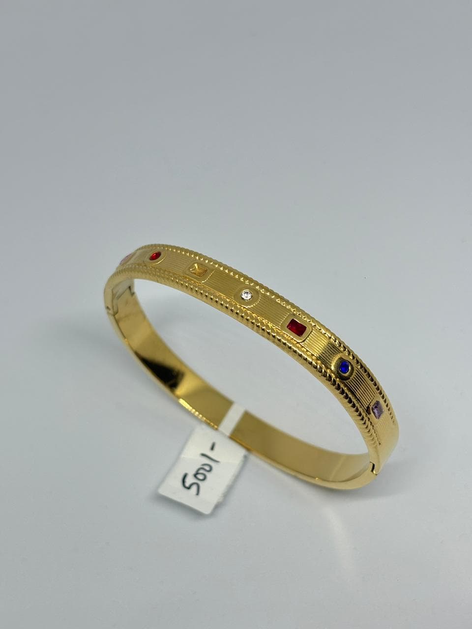 multicolour stone gold bangle