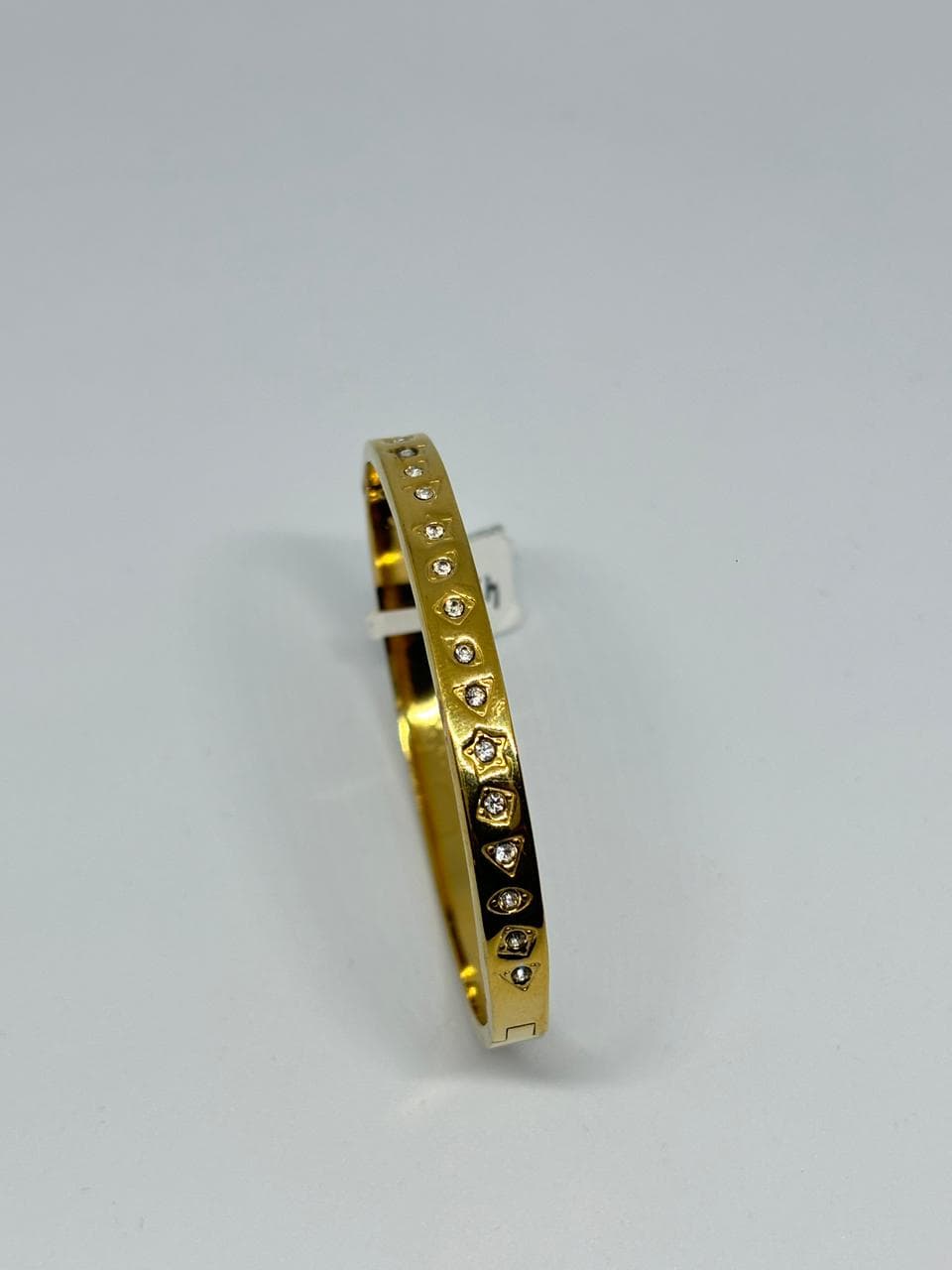 golden geometric stone bangle