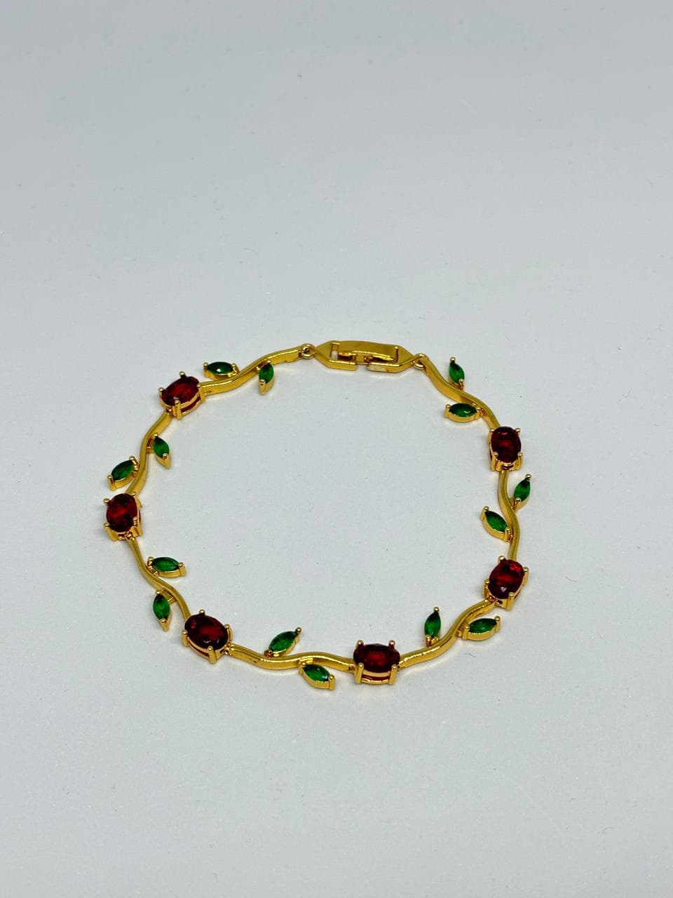 ruby and leaf tulip bracelet
