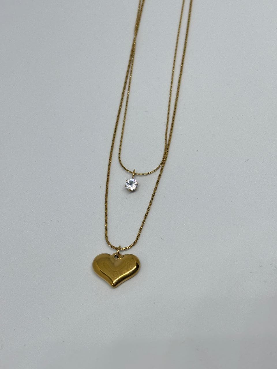 double layer heart pendant necklace