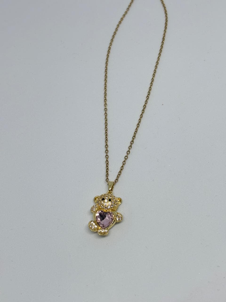 pink heart teddy pendant