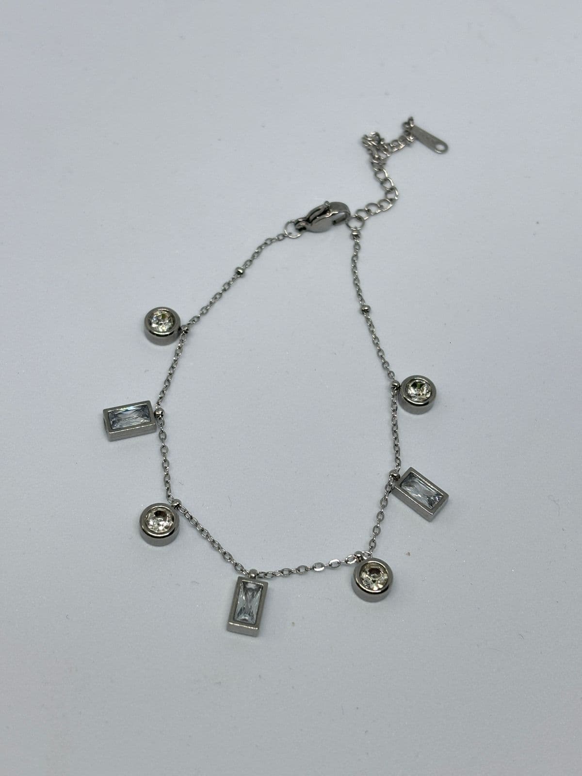 silver crystal charm bracelet