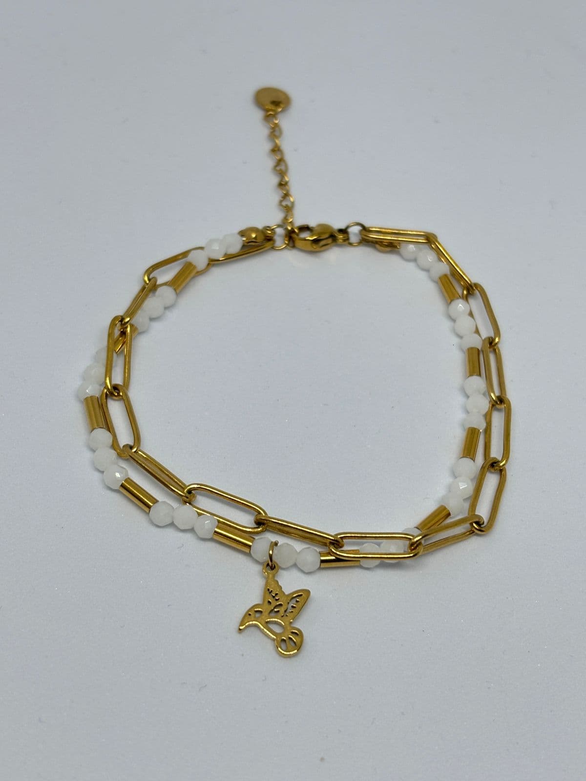 hummingbird beaded chain bracelet